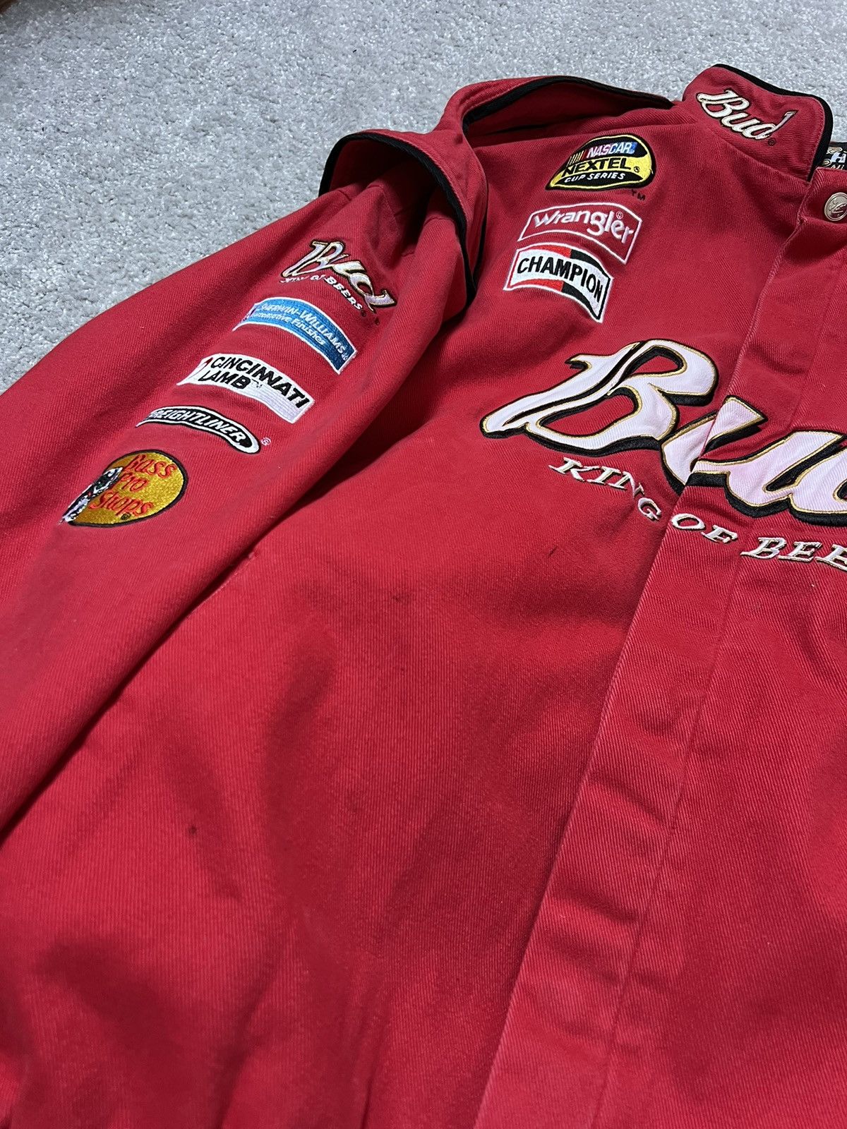 Budweiser Chase Authentics Budweiser Red Bomber Racing Jacket Size XXL Size US XXL / EU 58 / 5 - 6 Thumbnail