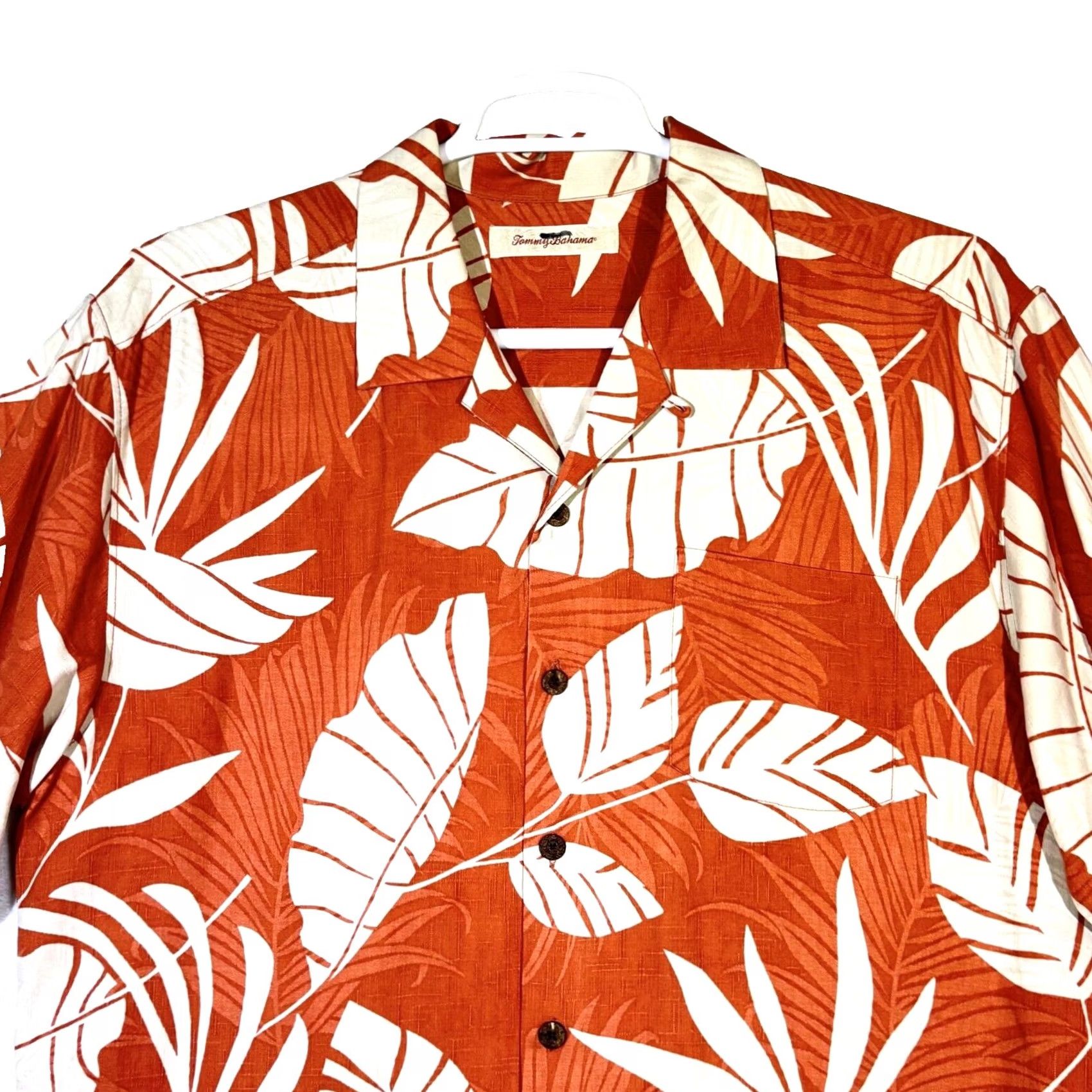 Tommy Bahama Tommy Bahama Shirt Men’s Large Orange Silk Tropical Floral Print Short Sleeve Size US L / EU 52-54 / 3 - 4 Thumbnail