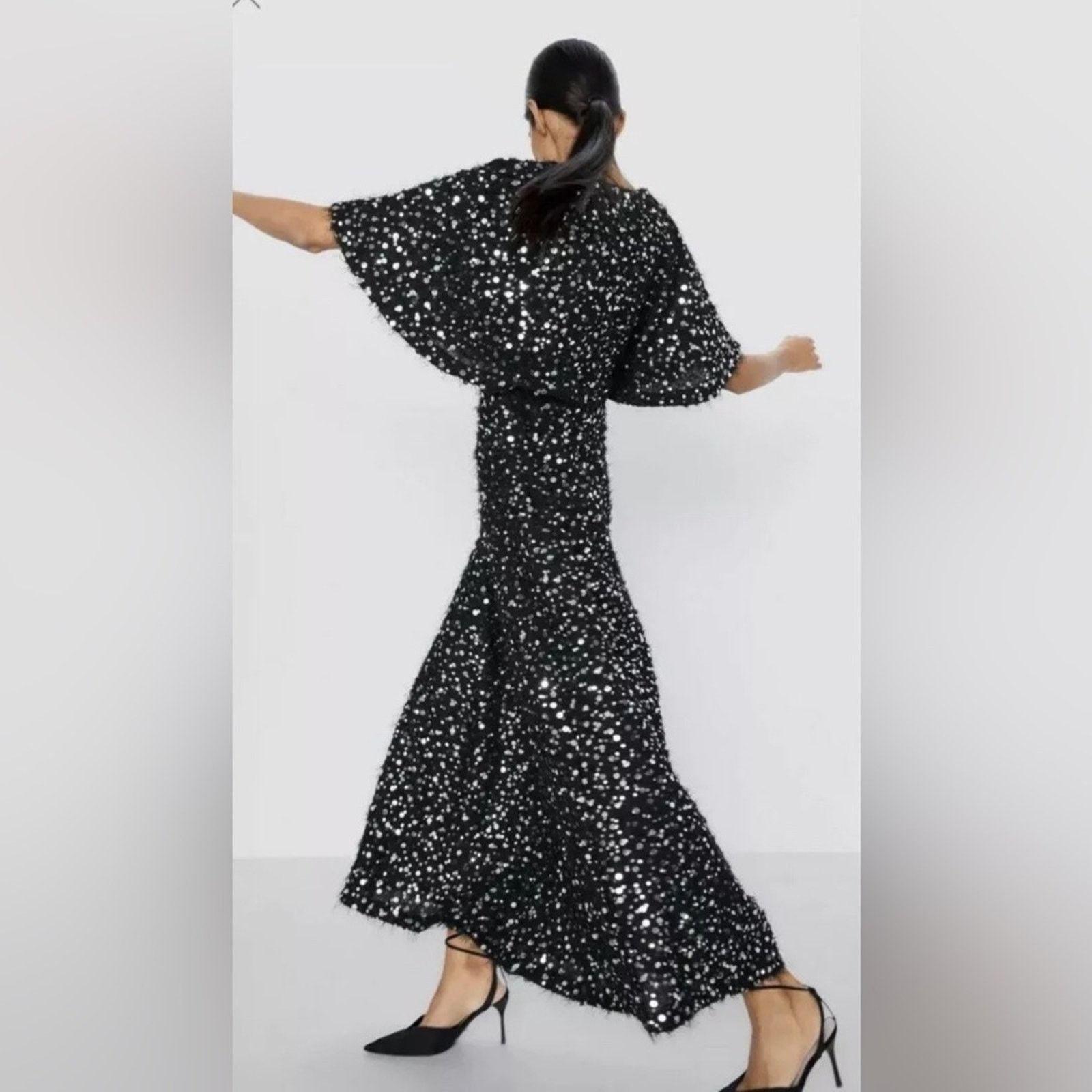 Zara Limited Edition Black Sequin Midi Dress