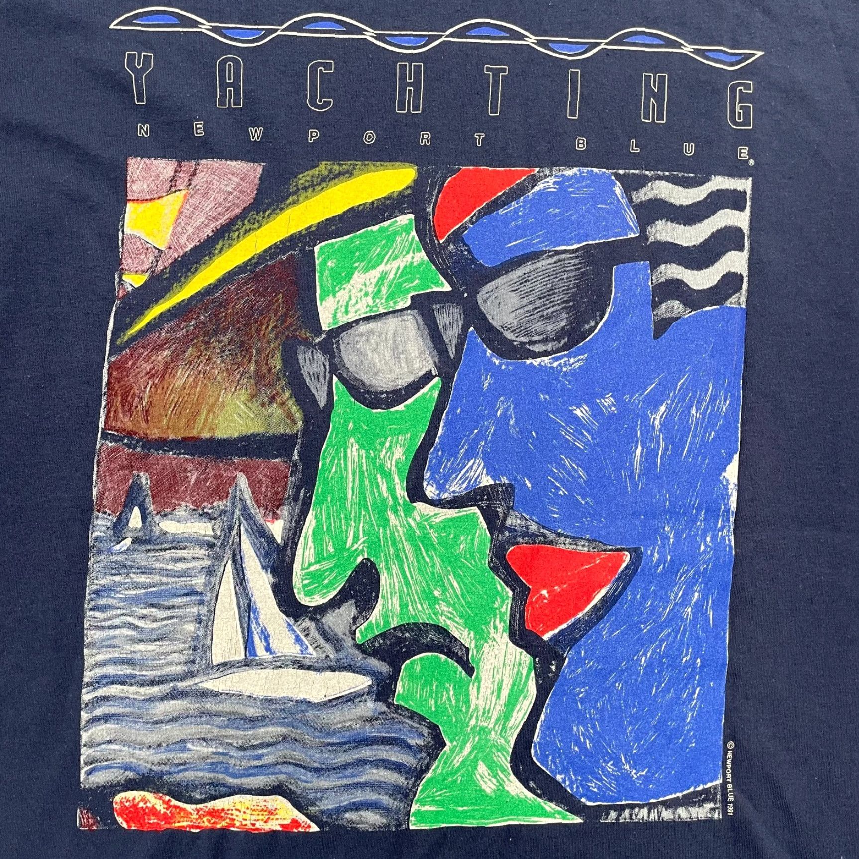 Vintage VINTAGE Newport Blue Graphic T-Shirt Adult XL Solid Blue Art 90s Mens Size US XL / EU 56 / 4 - 3 Thumbnail
