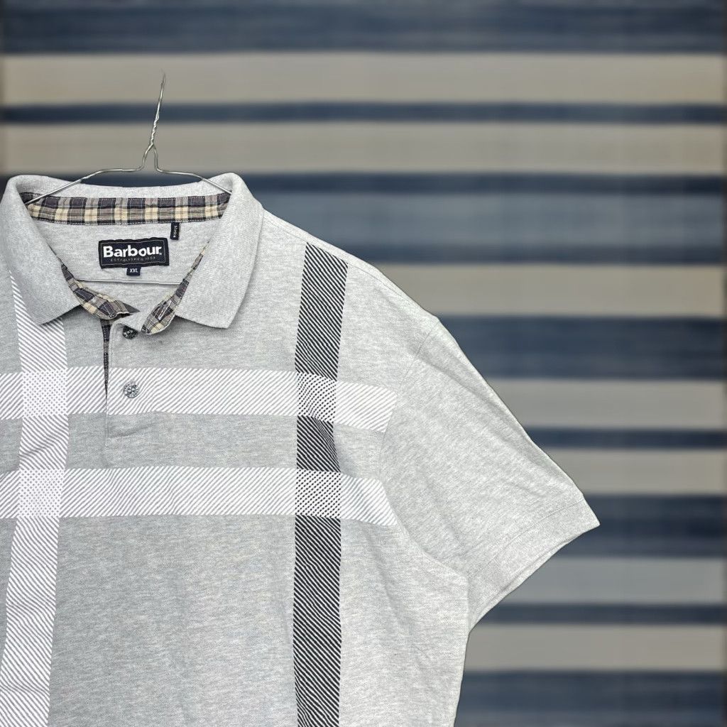Barbour VINTAGE Barbour Blaine Polo Shirt Mens 2XL Gray Plaid Cotton AOP Golf Polo Mens 2XL Gray Barbour Blaine Plaid Golf Shirt 90s? Size US XXL / EU 58 / 5 - 1 Thumbnail