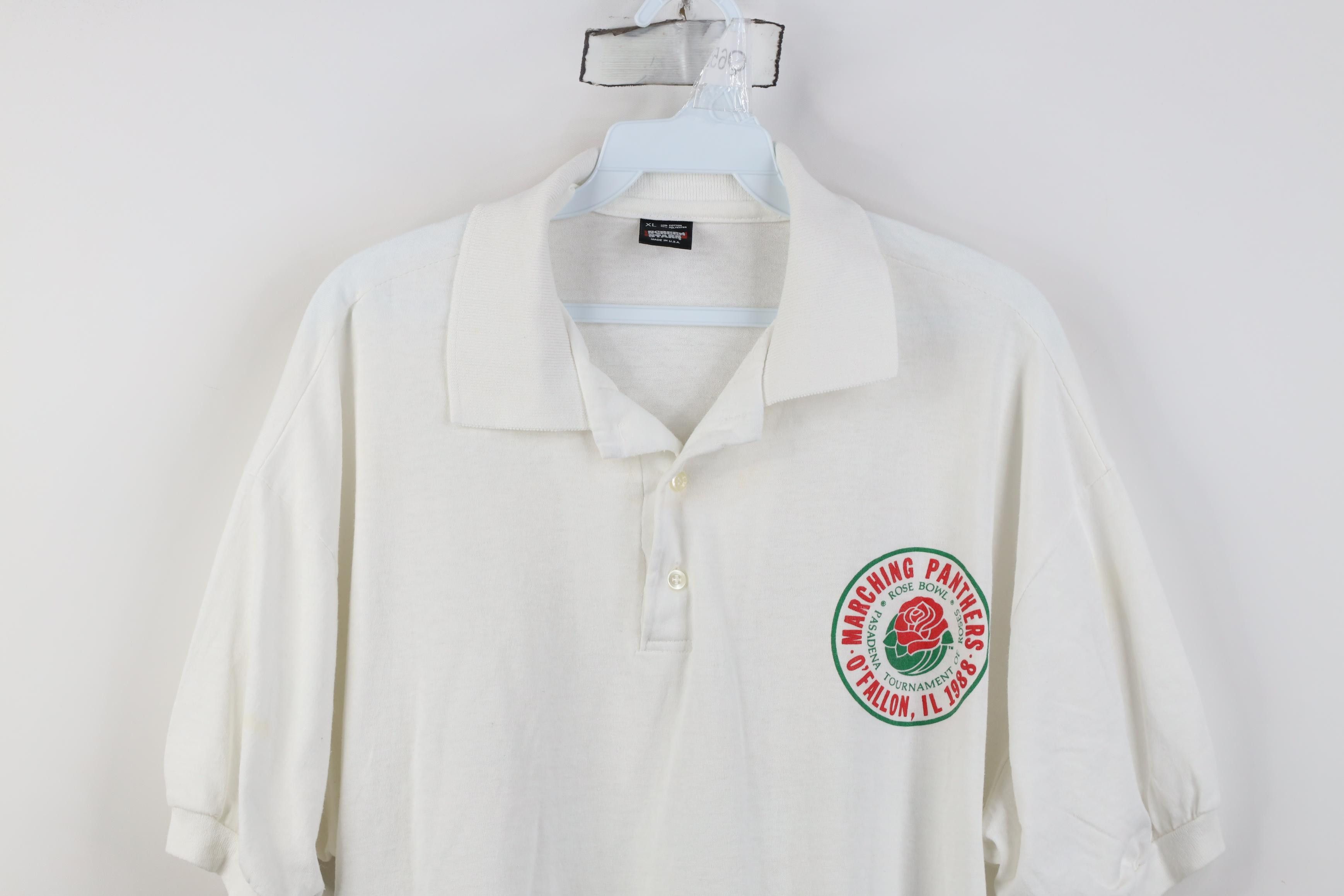 Vintage Vintage 80s O'Fallon Marching Panthers Rose Bowl Polo Shirt Size US XL / EU 56 / 4 - 2 Thumbnail