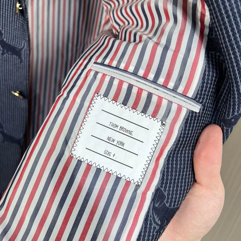 Thom Browne Thom Browne size4 Dogs Gold Foil Suit Size 36S - 6 Thumbnail