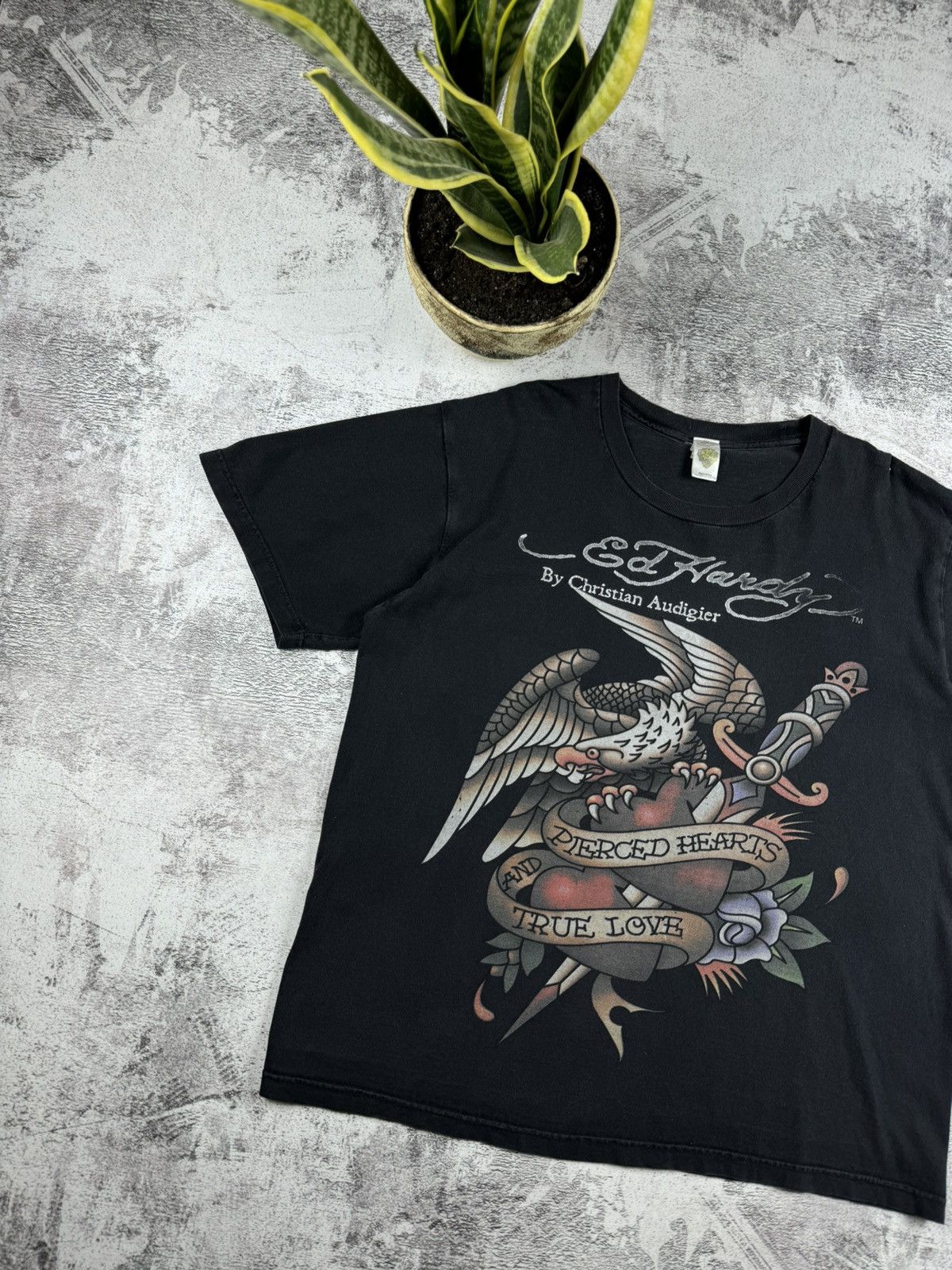 Ed Hardy Ed Hardy Christian Audigier Faded Dragon Japanese T Shirt Size US XL / EU 56 / 4 - 2 Thumbnail