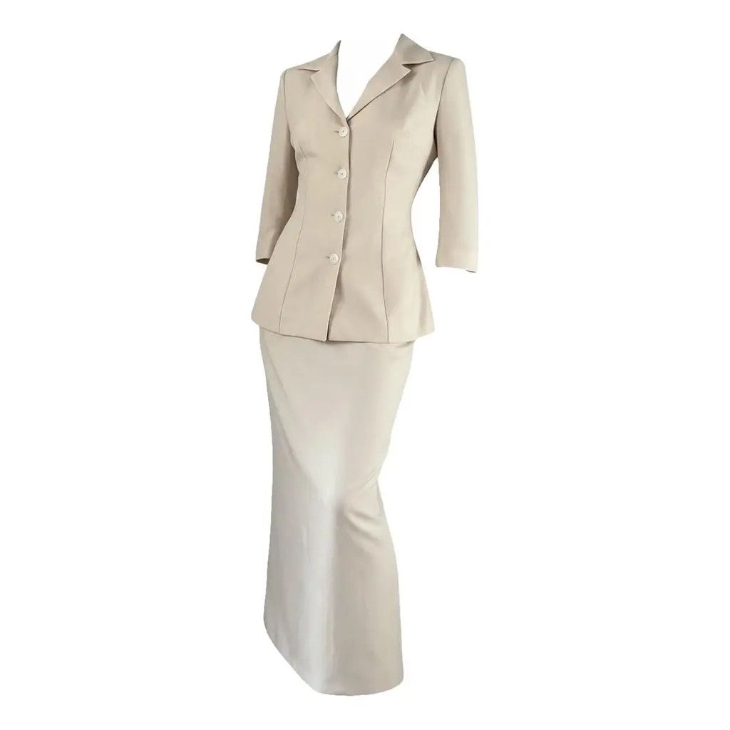 Dolce & Gabbana Dolce & Gabbana Beige Tailored Set Blazer & Skirt IT 44 Size 30" / US 8 / IT 44 - 2 Thumbnail