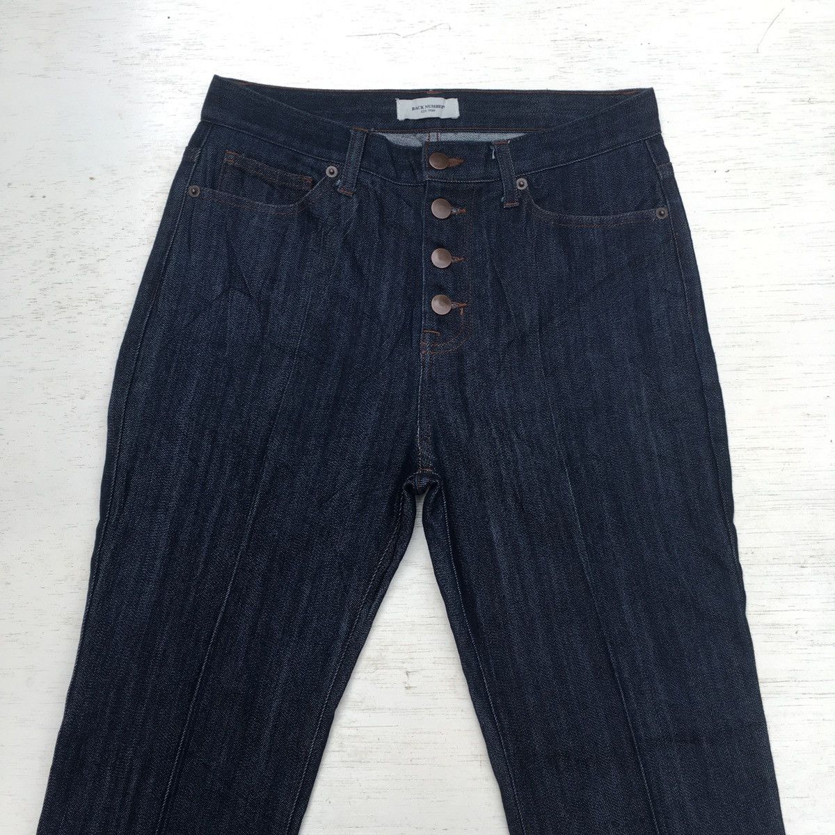 Japanese Brand BACK NUMBER FLARE MINI BOOTCUT JEANS RELEASE HEM WOMEN Size 29" - 3 Thumbnail