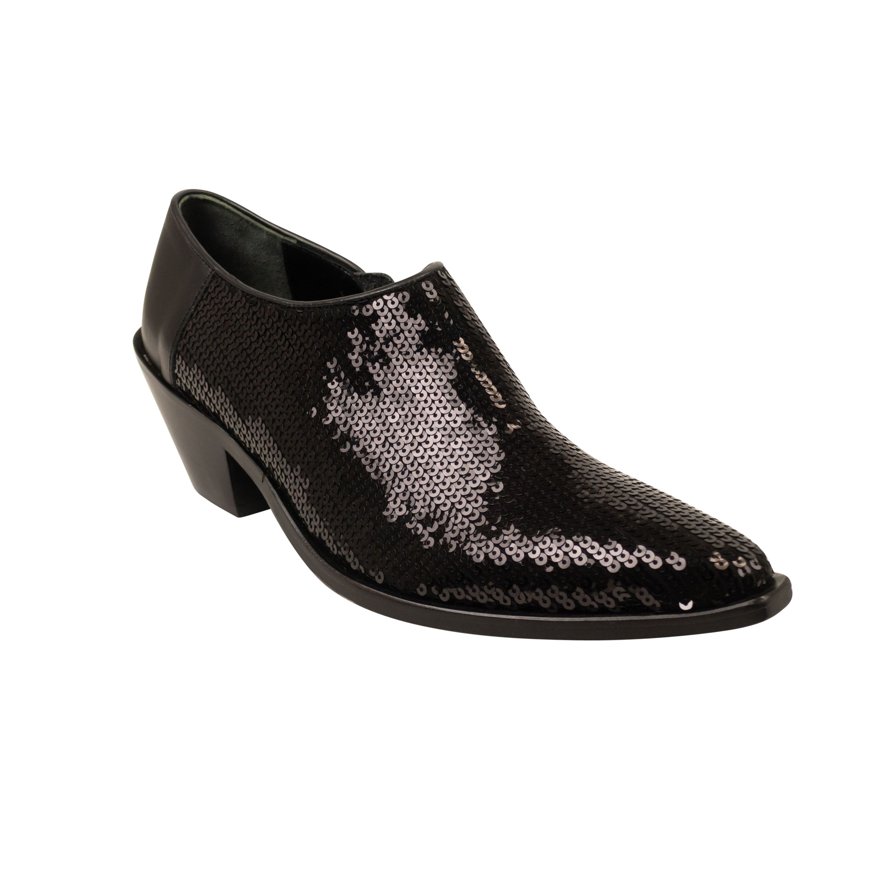 image of Junya Watanabe Black Sequin Embellished Point Shoes Size M, Women's
