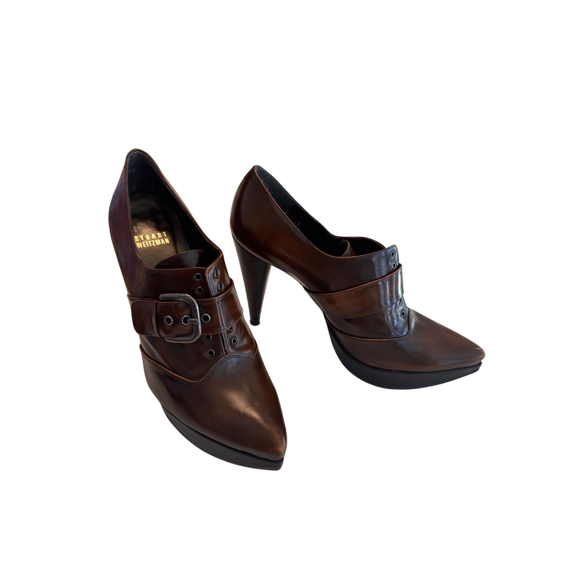 Stuart Weitzman Stuart Weitzman Womens Brown Leather Stiletto Heels Shoes Si Size US 8 / IT 38 - 1 Thumbnail