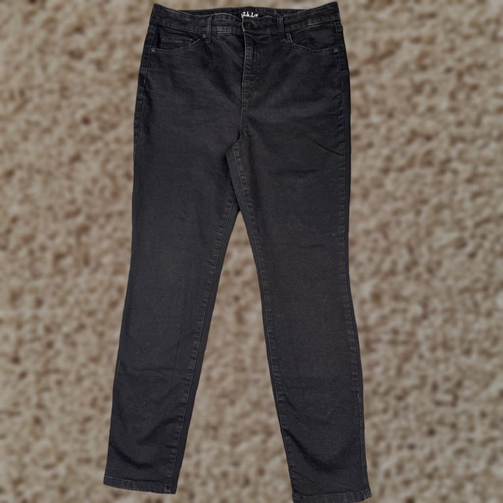 Vintage Style&co Jeans Womens 12 Black Denim Ankle High Rise Tapered Skinny 32x28 Size 34" / US 12 / IT 48 - 1 Thumbnail