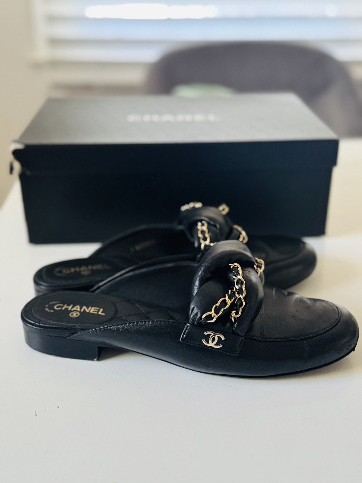 Chanel Authentic CHANEL Lambskin Chain Braided Mules quilted shoes Size US 7 / IT 37 - 4 Thumbnail