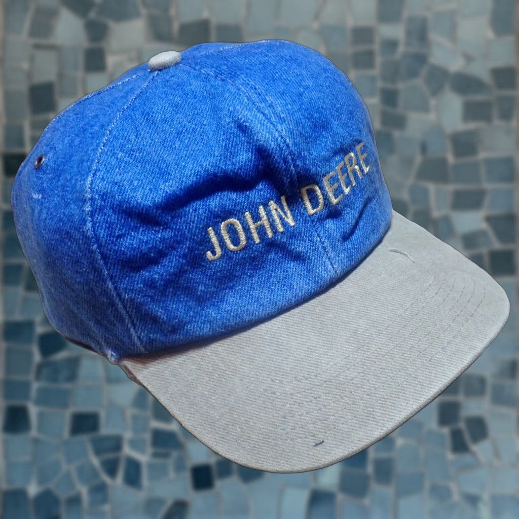 John Deere VINTAGE John Deere Trucker Hat K-Products Denim Snapback Adjustable Blue Size ONE SIZE - 1 Thumbnail