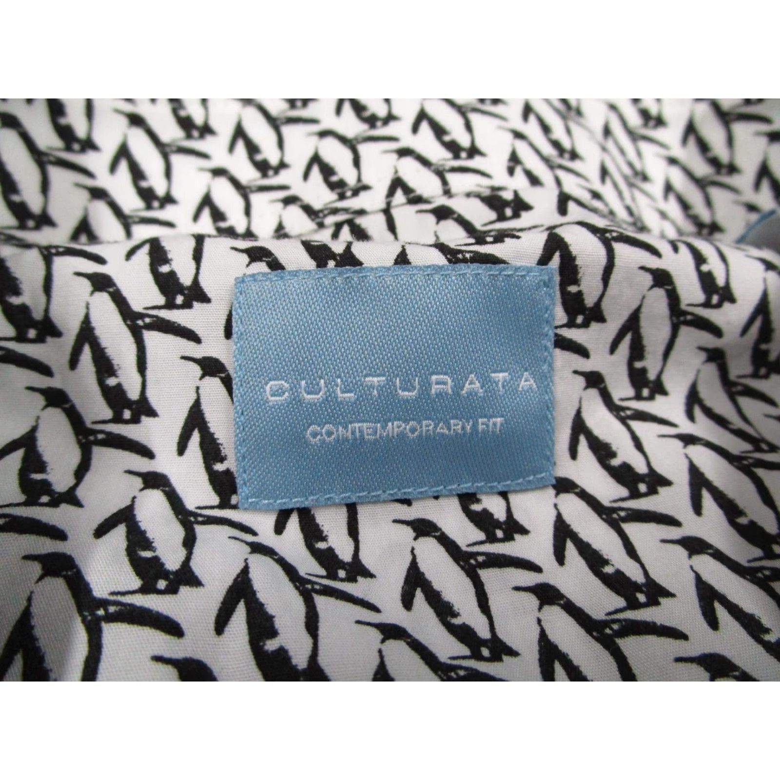 Vintage Culturata Shirt Mens Large White Contemporary AOP Penguin Button Up Short Sleeve Size US L / EU 52-54 / 3 - 3 Thumbnail