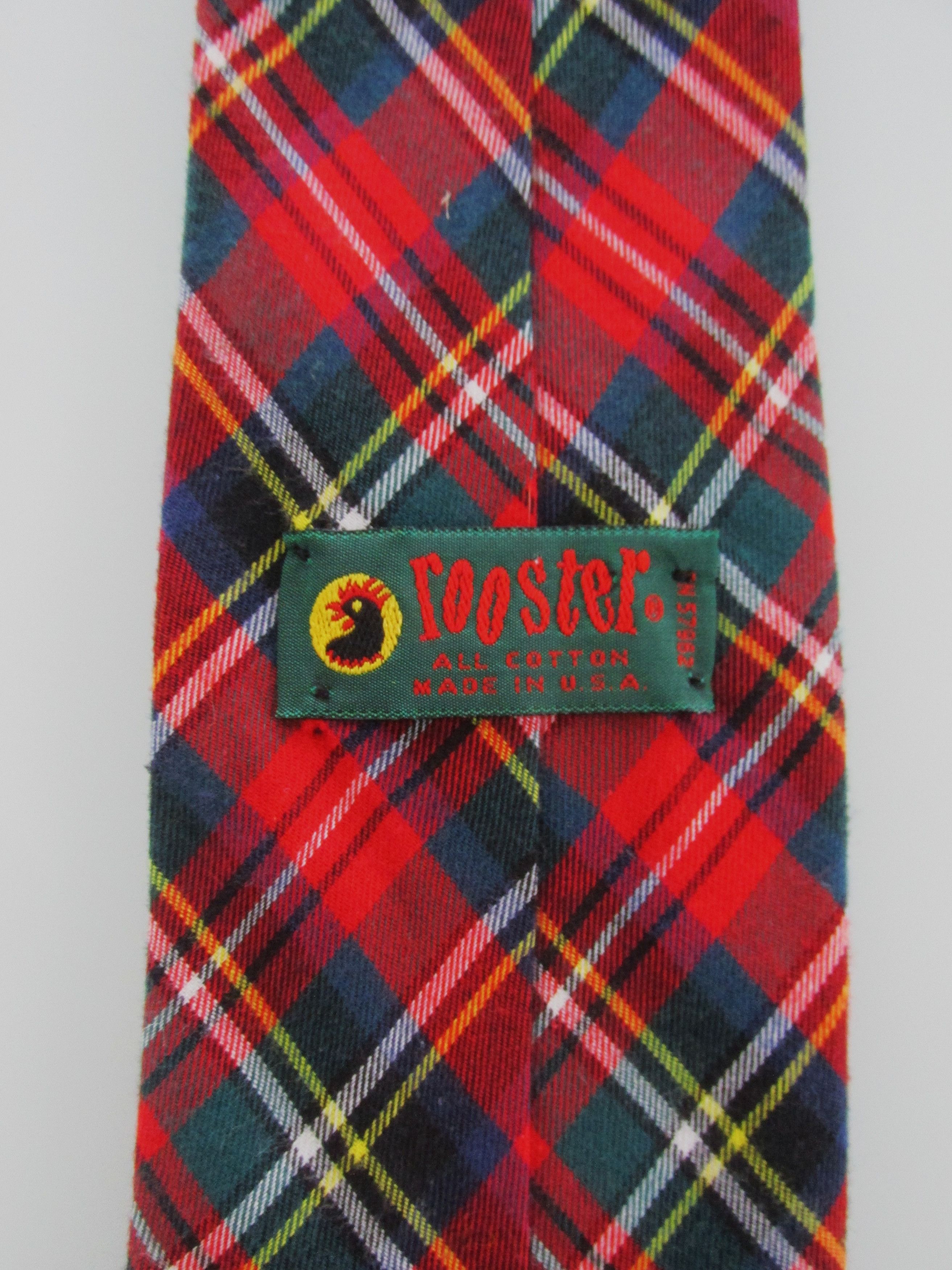 Vintage Rooster Vintage Men's Cotton Plaid Ties Size ONE SIZE - 5 Thumbnail