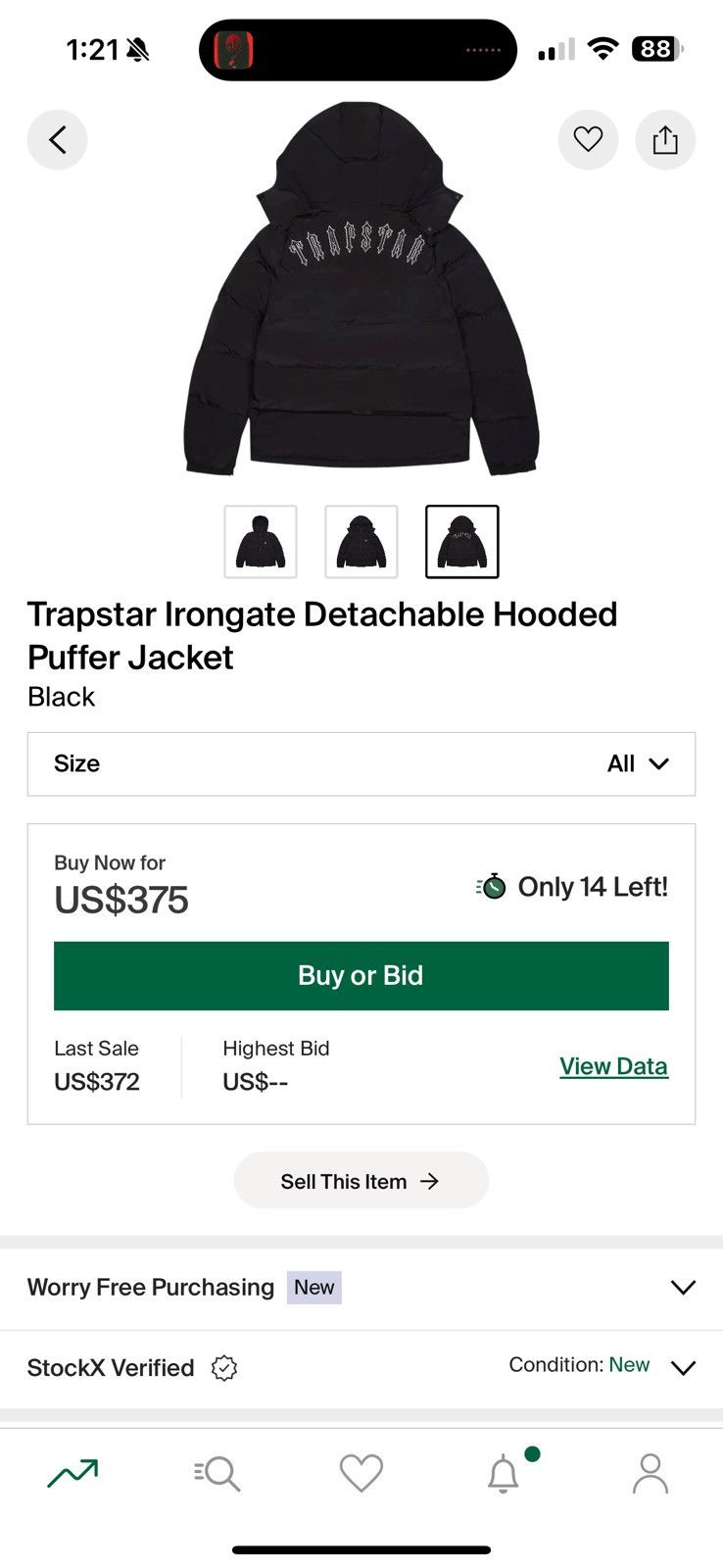Trapstar Irongate Black Puffer Jacket