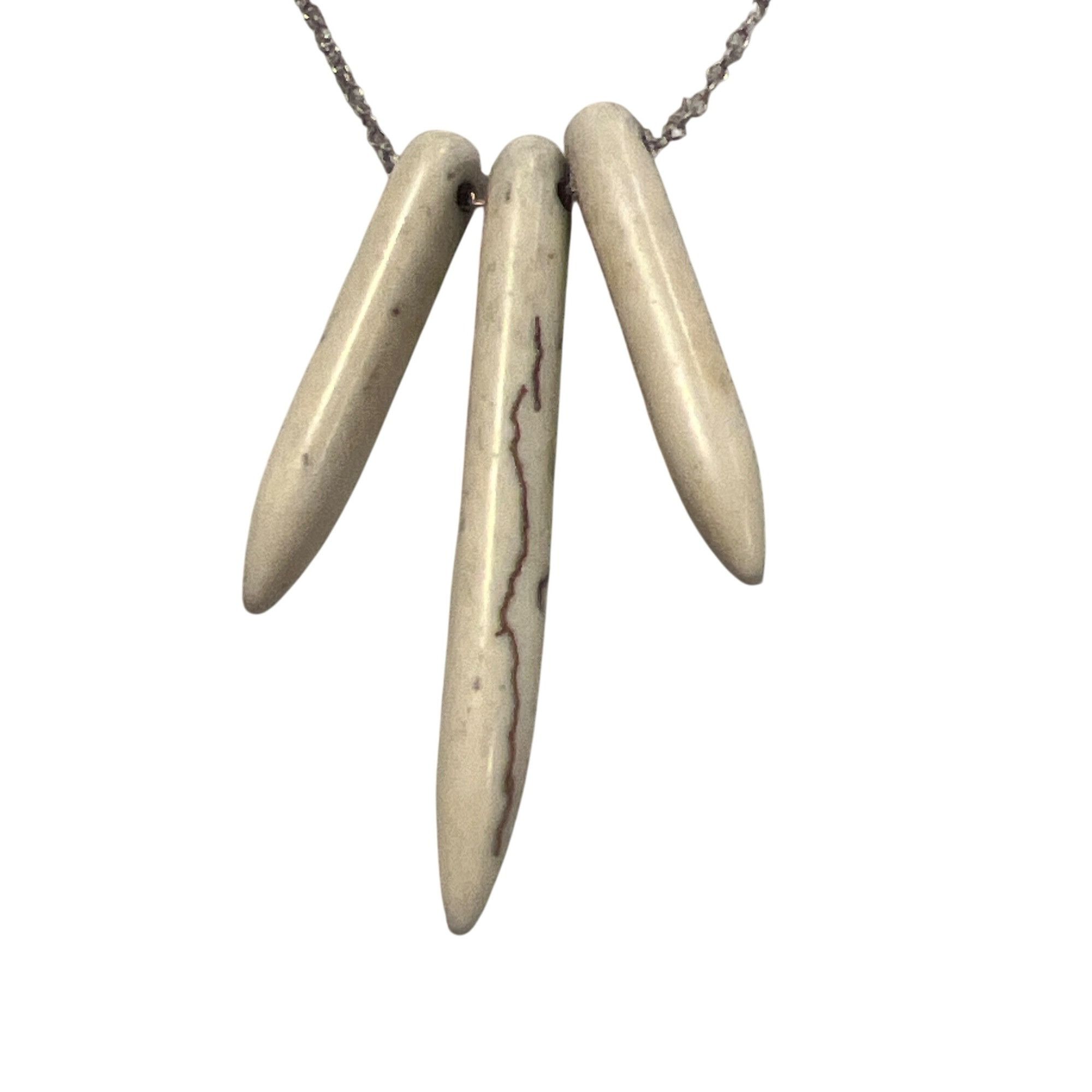 Other Vintage Sterling Silver Necklace Howlite Spike Faux Bone Pen Size ONE SIZE - 2 Thumbnail