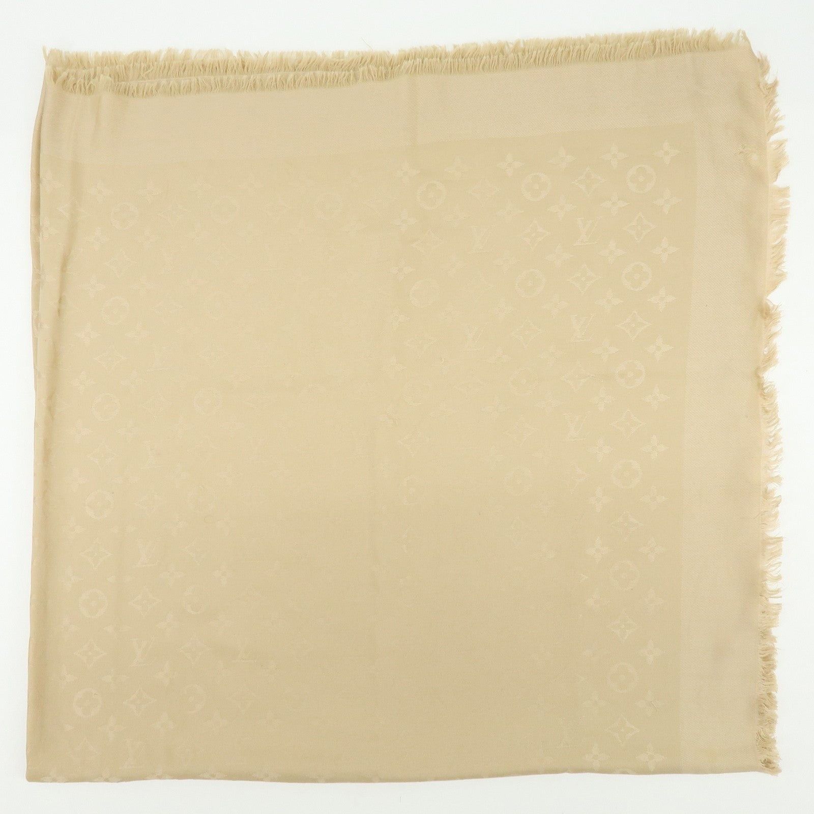 Louis Vuitton Louis Vuitton Monogram Shine Silk Wool Shawl Beige Size ONE SIZE - 2 Thumbnail