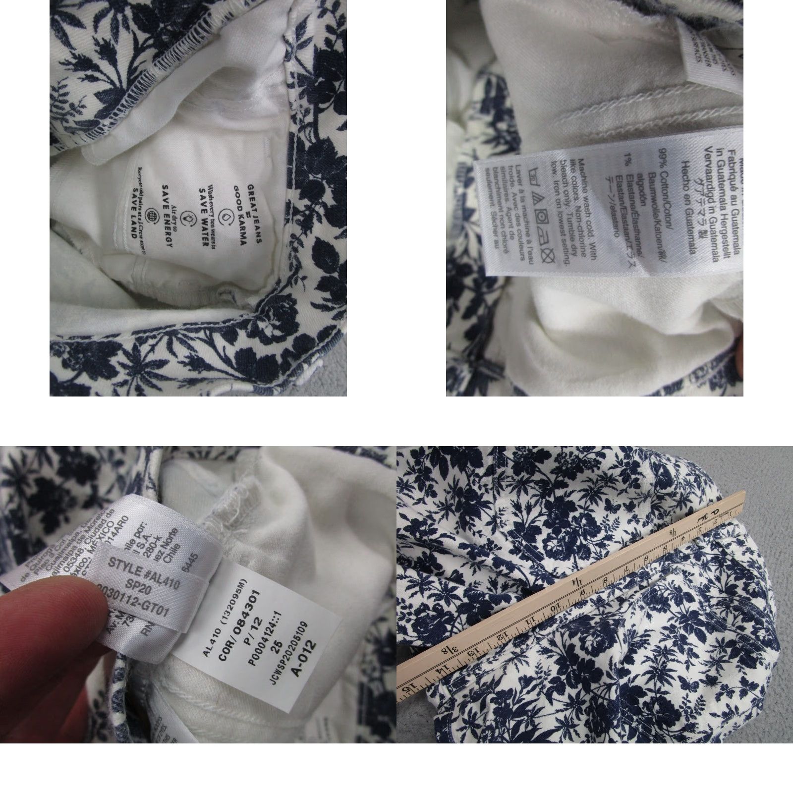 J.Crew J. Crew Jeans Womens 25 Blue White Slim Wide-Leg Floral Print Jeans Size 42" / US 20 - 9 Thumbnail