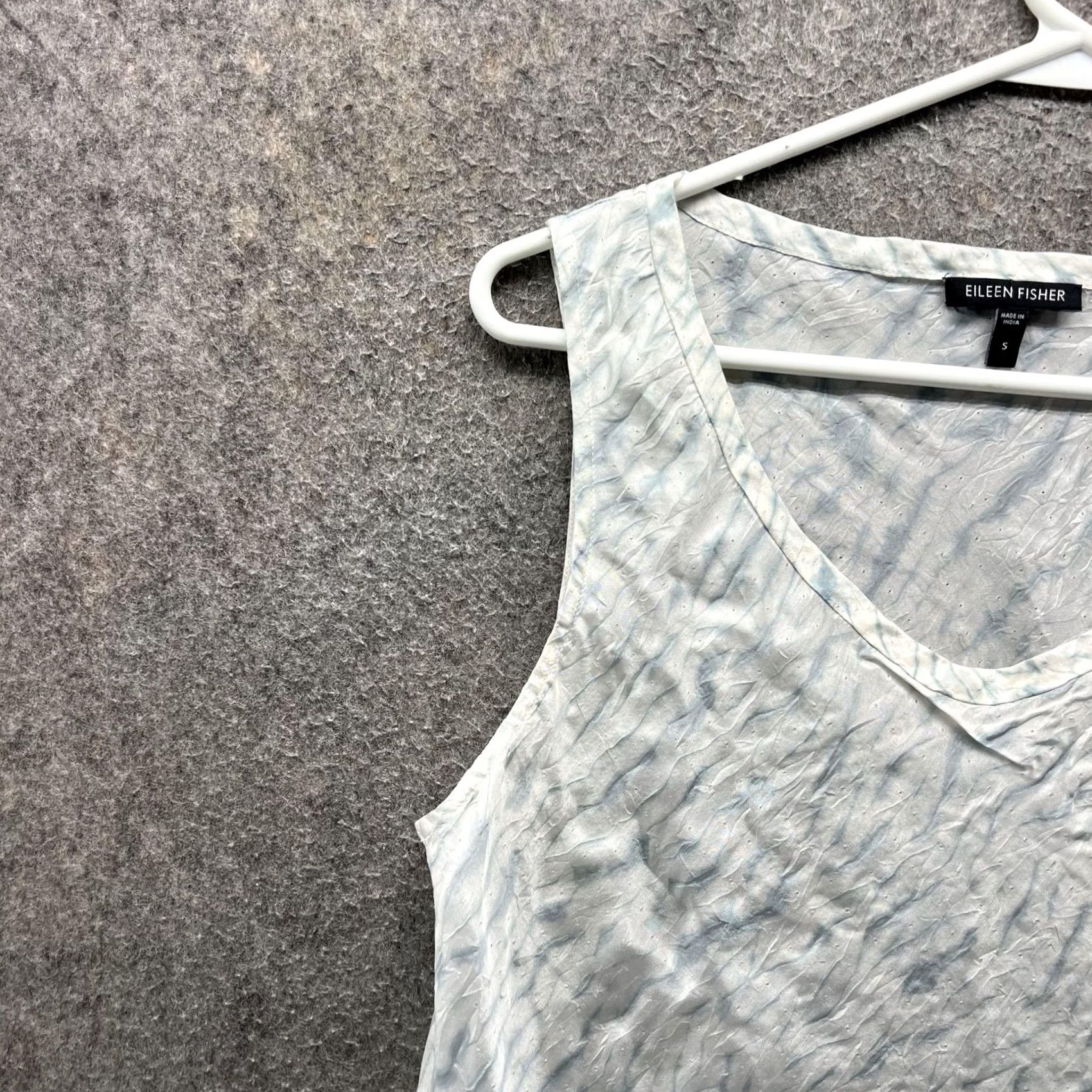 Eileen Fisher Eileen Fisher Tank Womens Small Blue Crinkled V-Neck Sleeveless Tunic Top Size S / US 4 / IT 40 - 5 Thumbnail