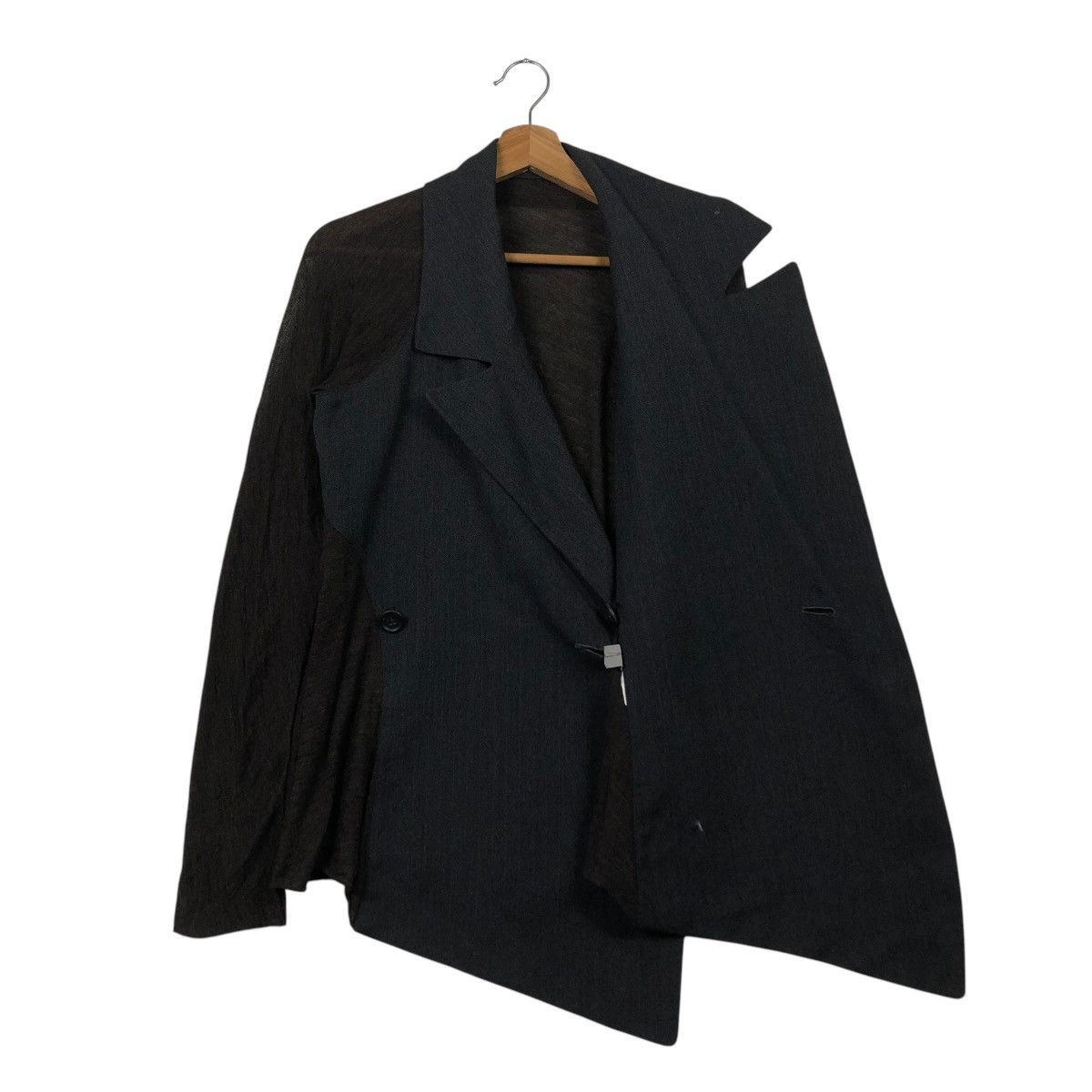 Yohji Yamamoto VINTAGE DOUBLE COLLAR JACKET ASYMMETRICAL DESIGN RICH BLACK Size M / US 6-8 / IT 42-44 - 12 Thumbnail