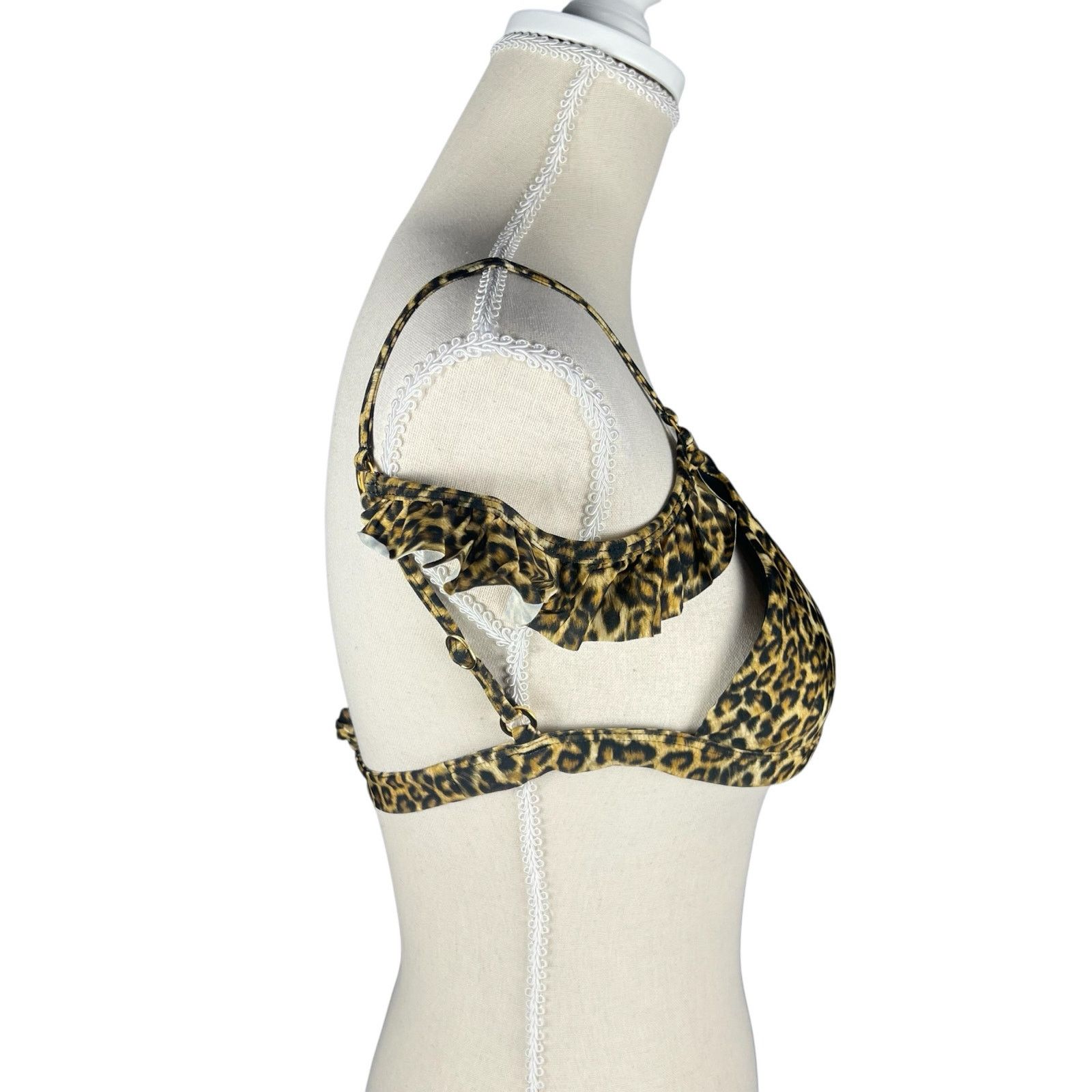 Other Solido Leopard Ruffle Triangle Bikini Top Y2K Swim NWT Small Size ONE SIZE - 4 Thumbnail