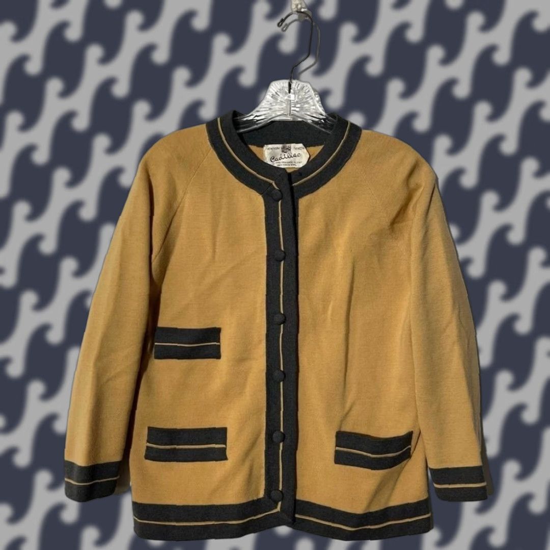 Vintage VINTAGE 90s Venezia Cadillac Cardigan Yellow Women 12 Wool Knit Pants? Size XL / US 12-14 / IT 48-50 - 1 Thumbnail