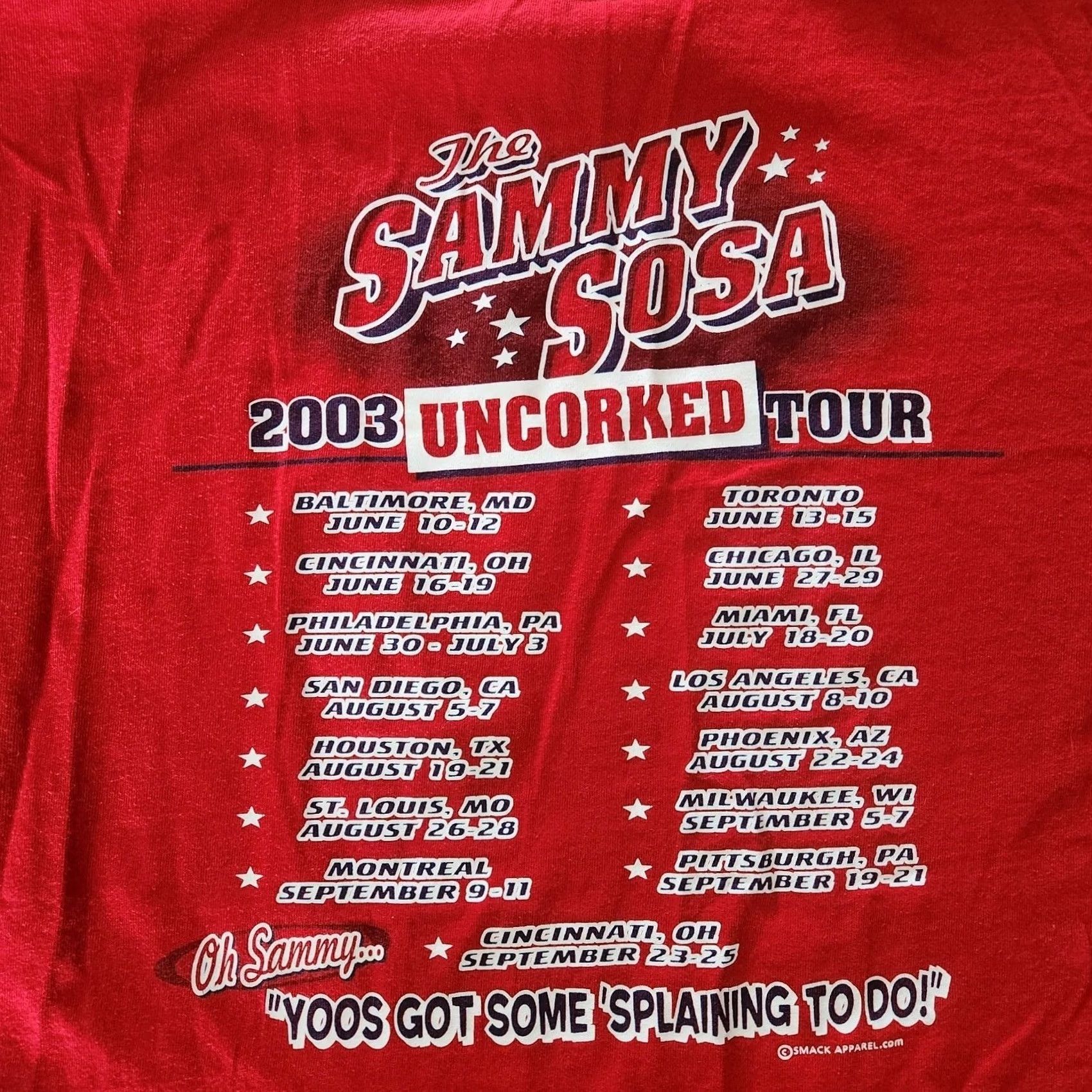 Delta VINTAGE Sammy Sosa T Shirt Tee 2XL Cubs Uncorked Homerun Tour 03' Y2K Red Men's Shirt Size US XXL / EU 58 / 5 - 6 Thumbnail
