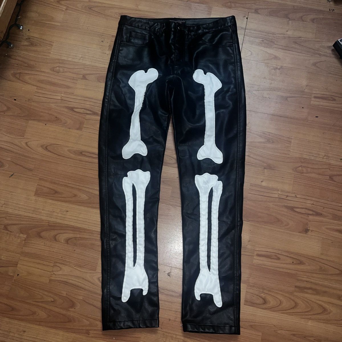 Other H&M Skeleton Faux Leather Jeans 32x30 Size US 32 / EU 48 - 1 Thumbnail
