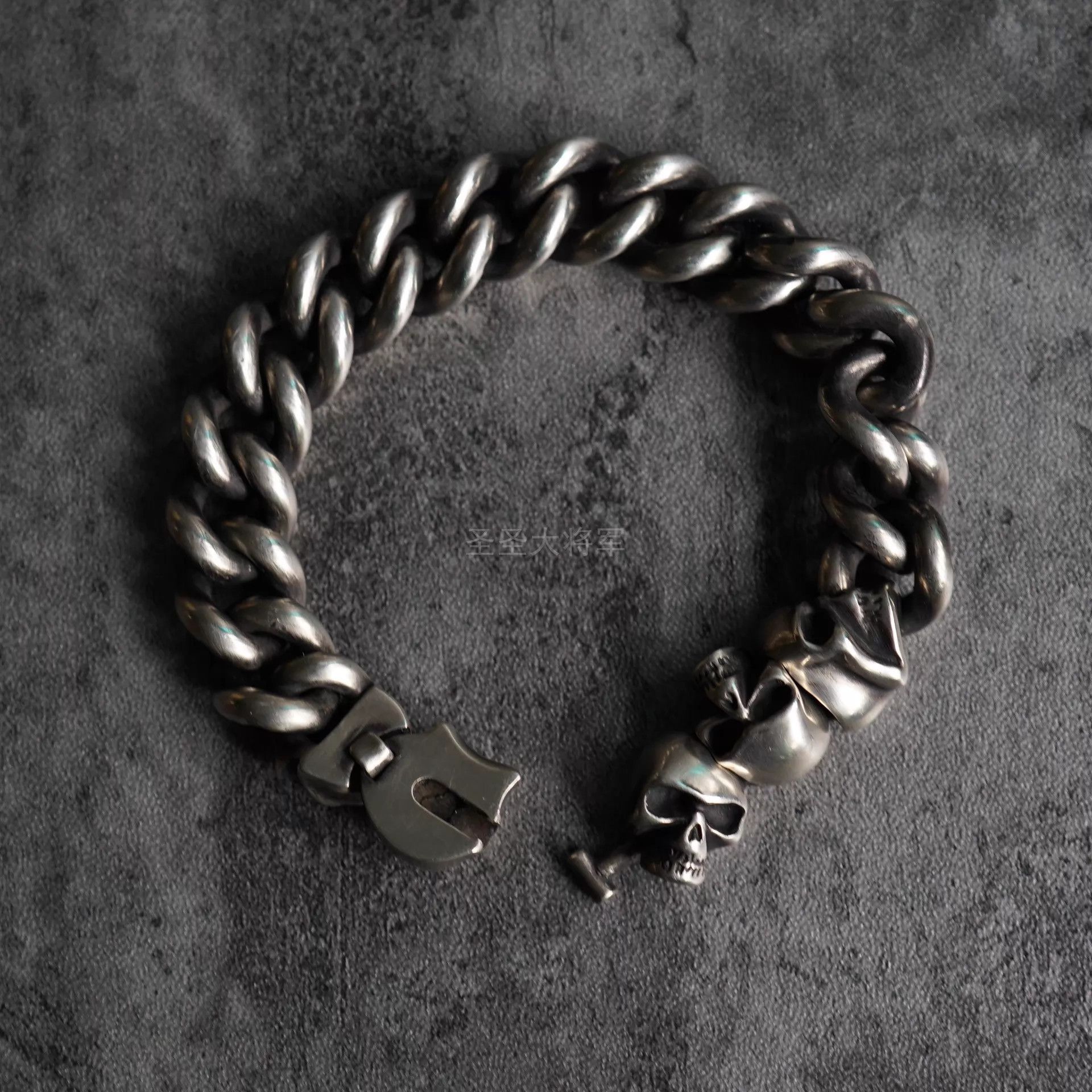Werkstatt Munchen Werkstatt Munchen M2710 Goth Skull Silver Bracelet S+M Size ONE SIZE - 7 Thumbnail