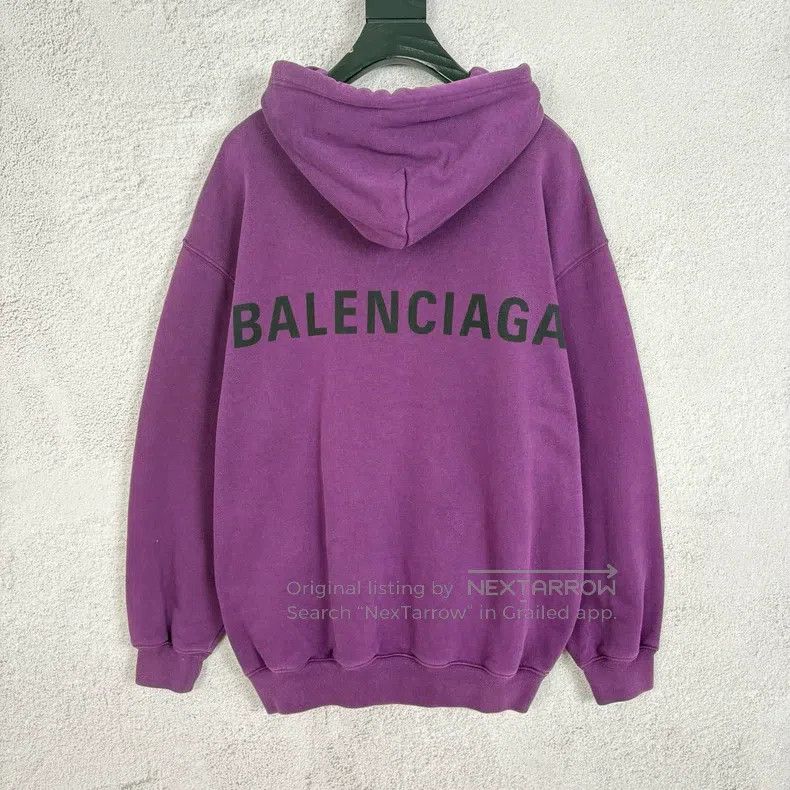 Balenciaga Balenciaga Back Logo Printed Hoodie Purple Size US S / EU 44-46 / 1 - 2 Thumbnail