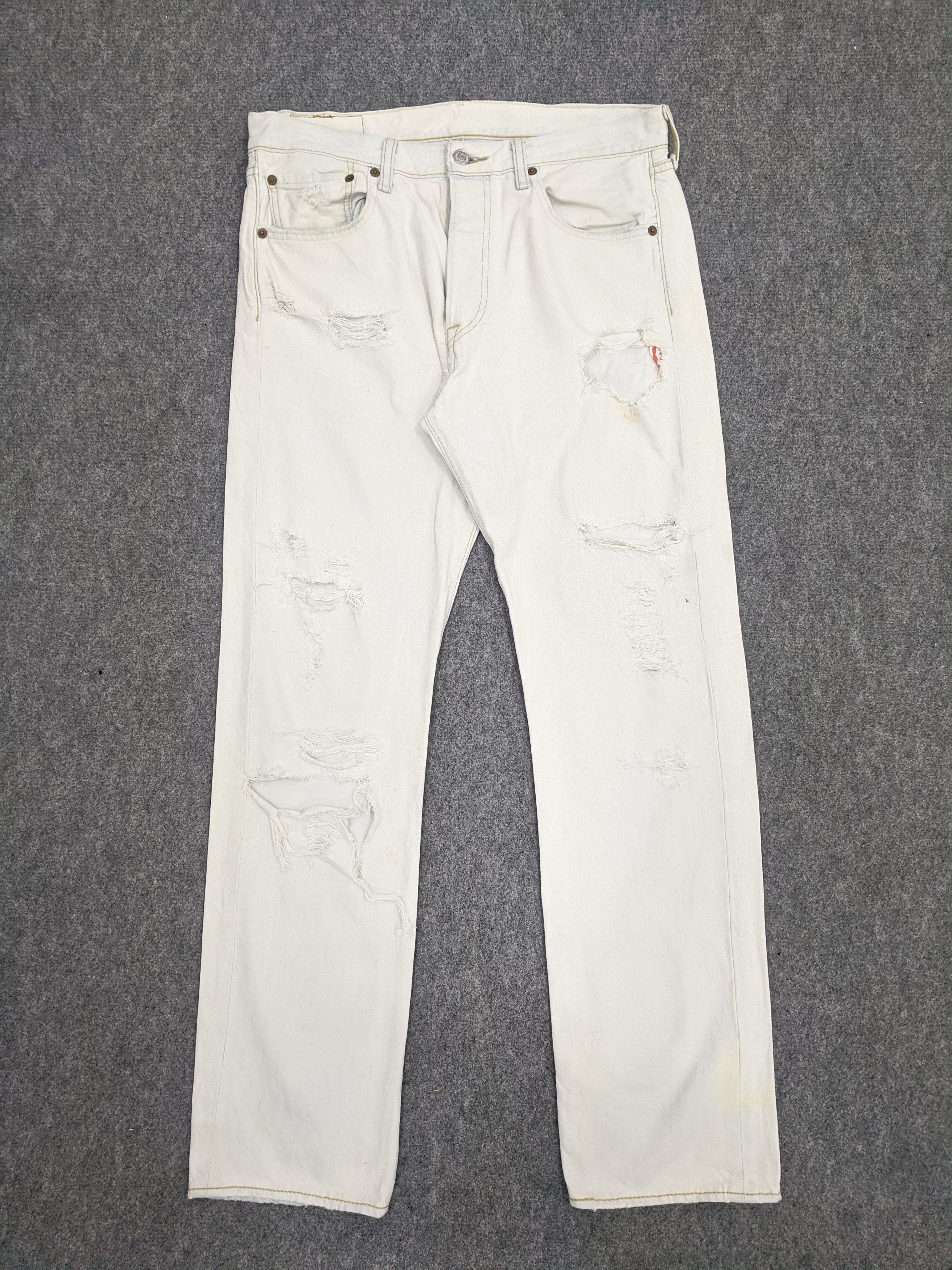 Vintage Distressed Levis 501 White Jeans 34x30 DP0826