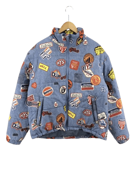 image of Hysteric Glamour Patch Scratch Fever Pattern Jacket in Light Blue, Women's