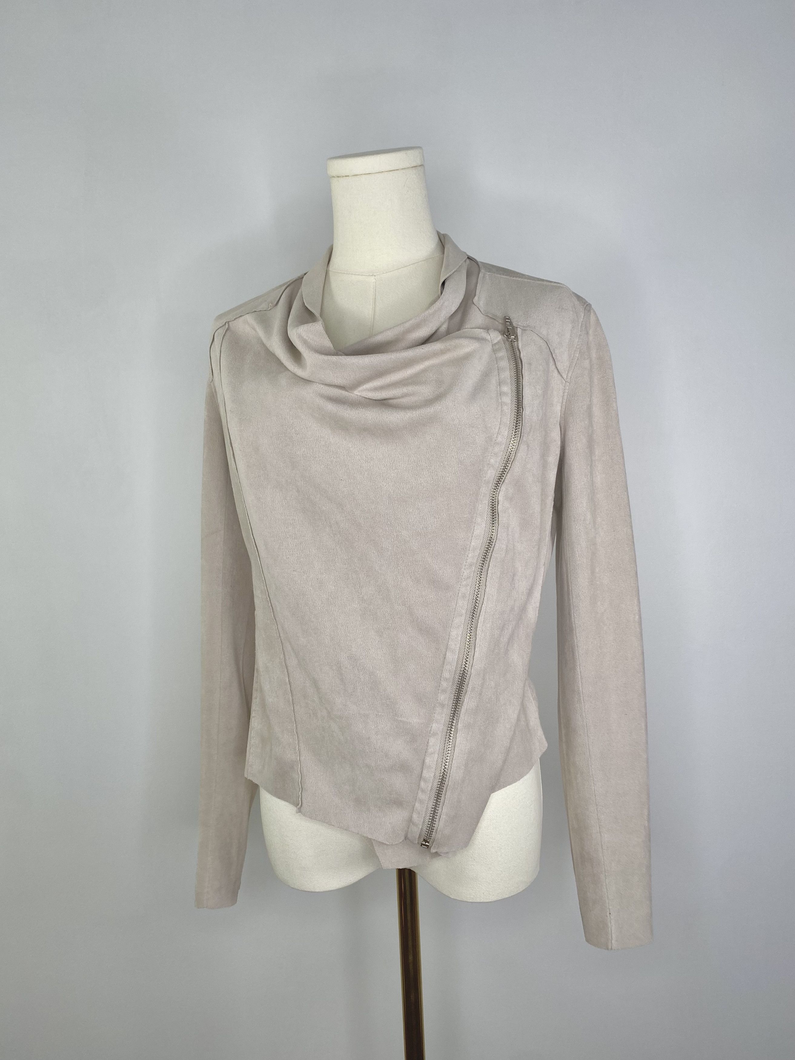 Vintage BlankNYC - Grey Mimicked Suede Drape Coat Size M / US 6-8 / IT 42-44 - 3 Thumbnail