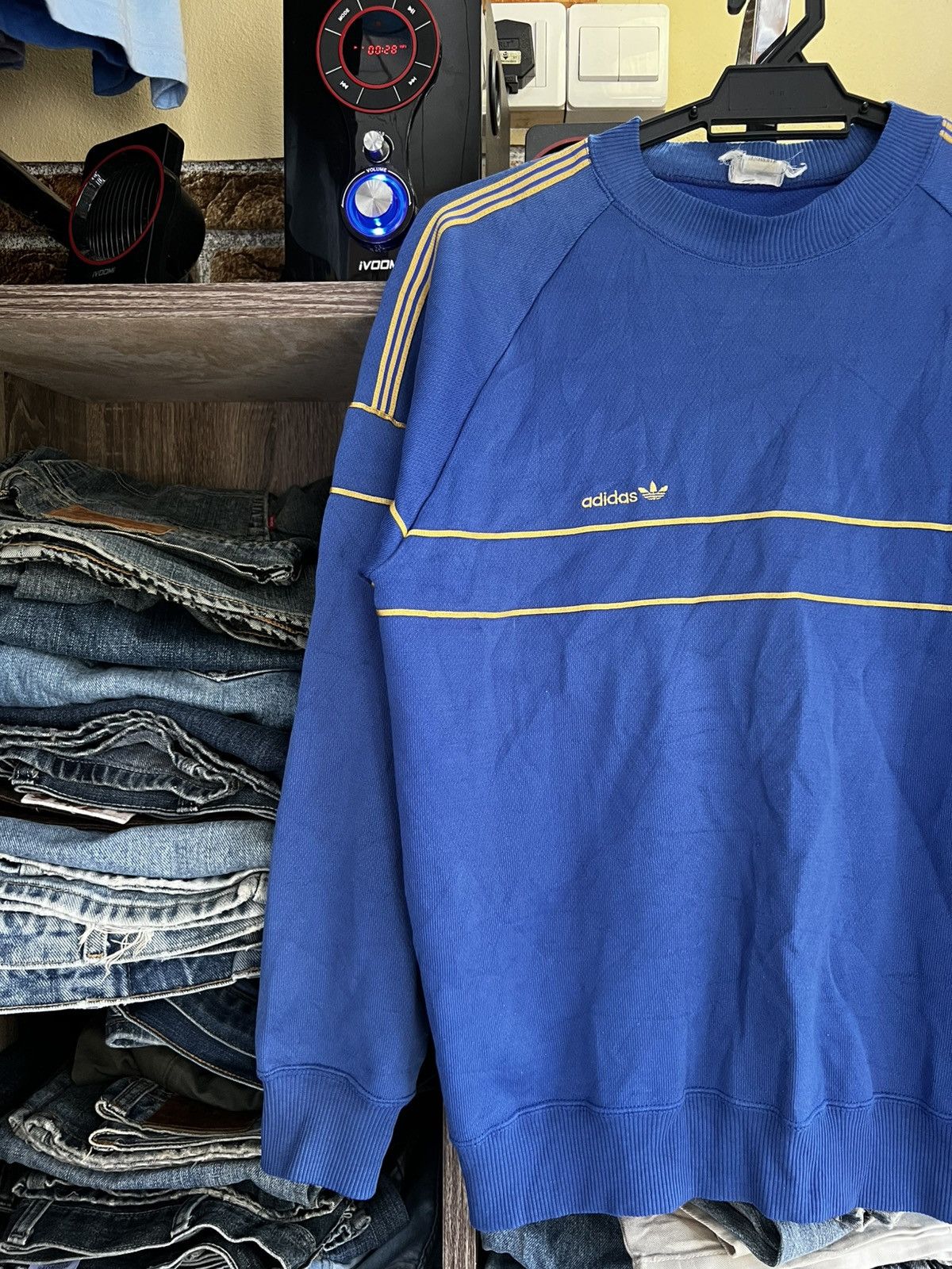 Adidas 🔥Vintage Adidas Techno 80s Gold Stripe Sweatshirts Size US S / EU 44-46 / 1 - 4 Thumbnail