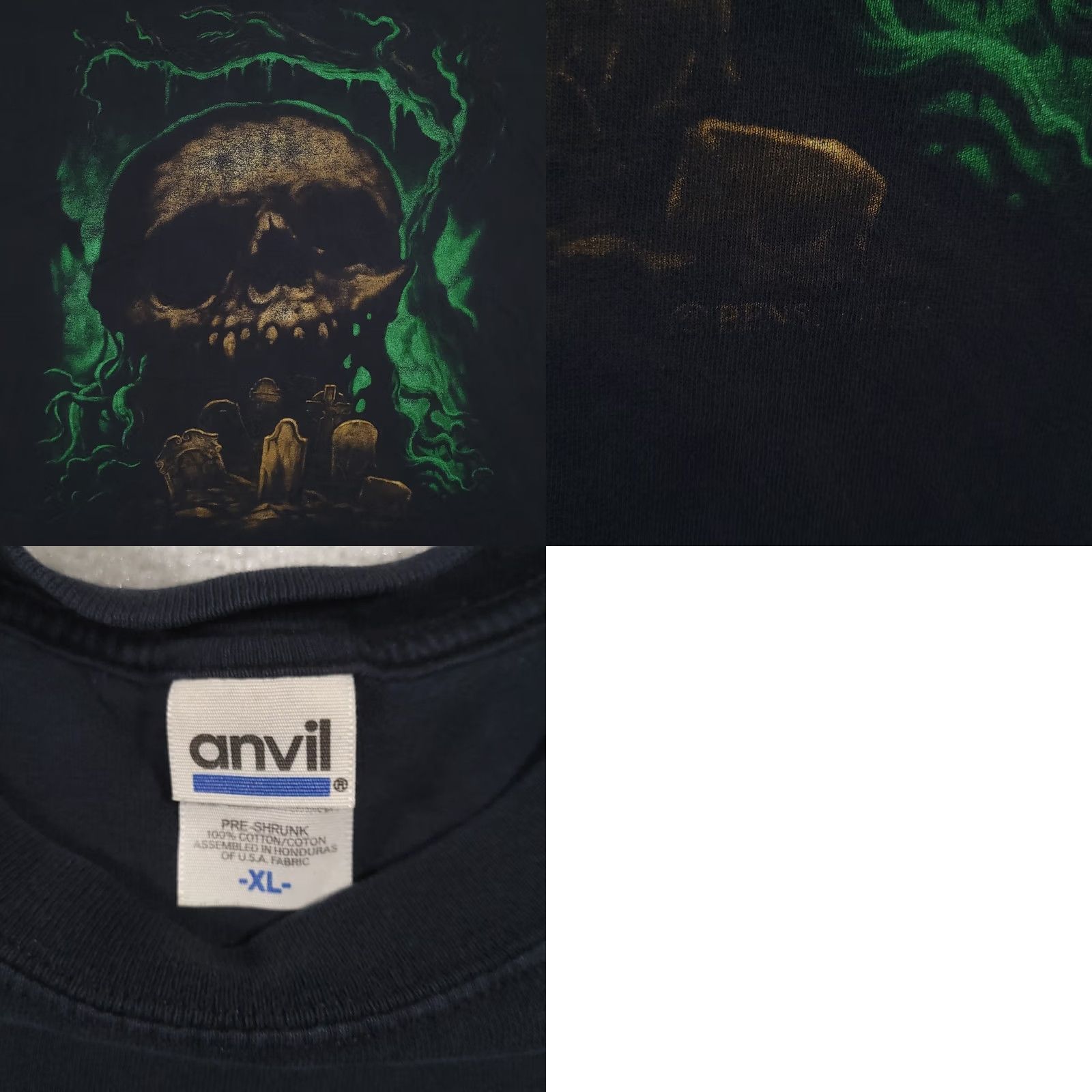 Anvil VINTAGE Anvil Skull T-Shirt XL Wes Benscoter Art Horror Cemetery Graves Metal Black Shirt Mens XL Skull T-Shirt 90s Art Horror Licensed? Size US XL / EU 56 / 4 - 8 Thumbnail