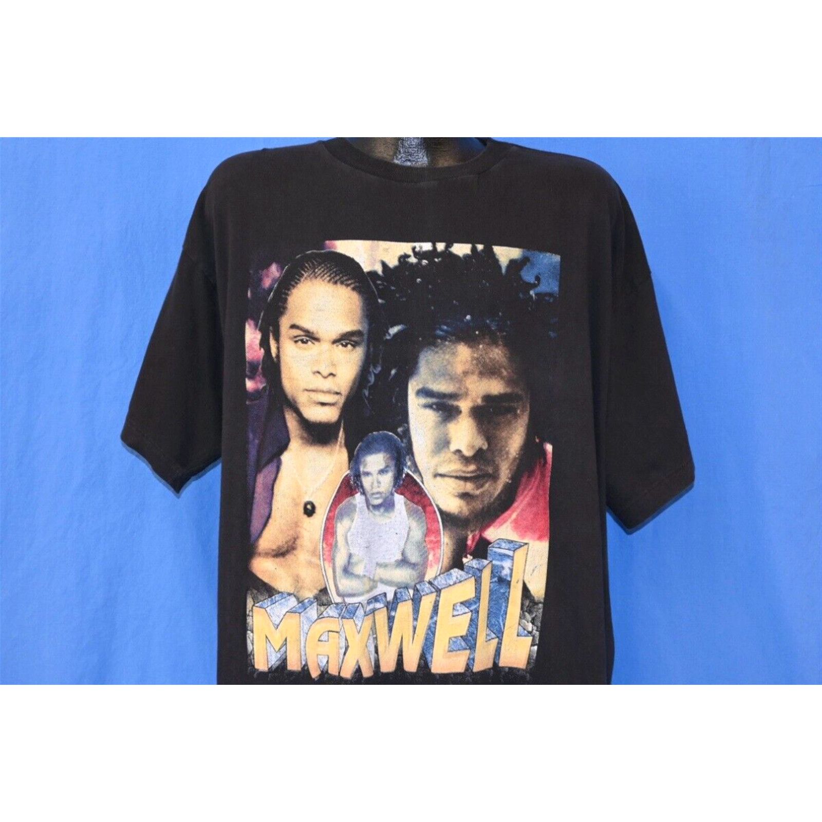 image of Alife VTG 90's Maxwell Fortunate Life Soundtrack Raptees Soul R&b Big Print T-Shirt XL in White (Si