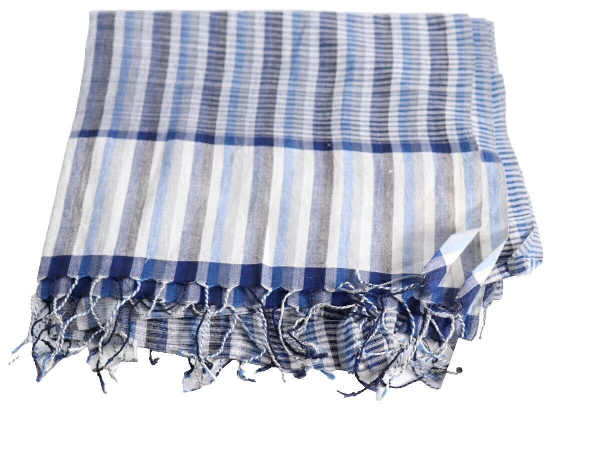 Dries Van Noten Dries Van Noten Unisex Blue Striped Farriss Scarf Cotton NWT Size ONE SIZE - 1 Thumbnail