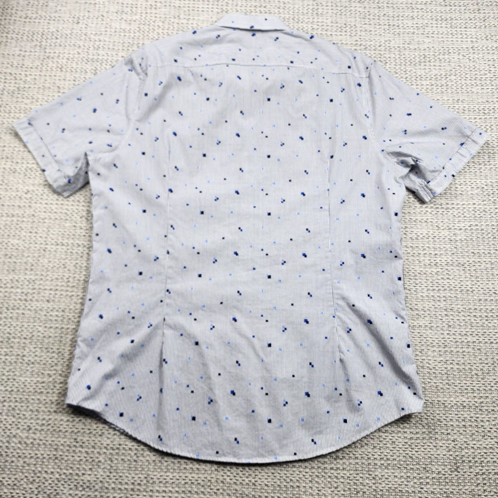 Murano Murano Shirt Mens Large Blue Stripe Slim Fit Short Sleeve Button Down Micro Dot Size US L / EU 52-54 / 3 - 6 Thumbnail