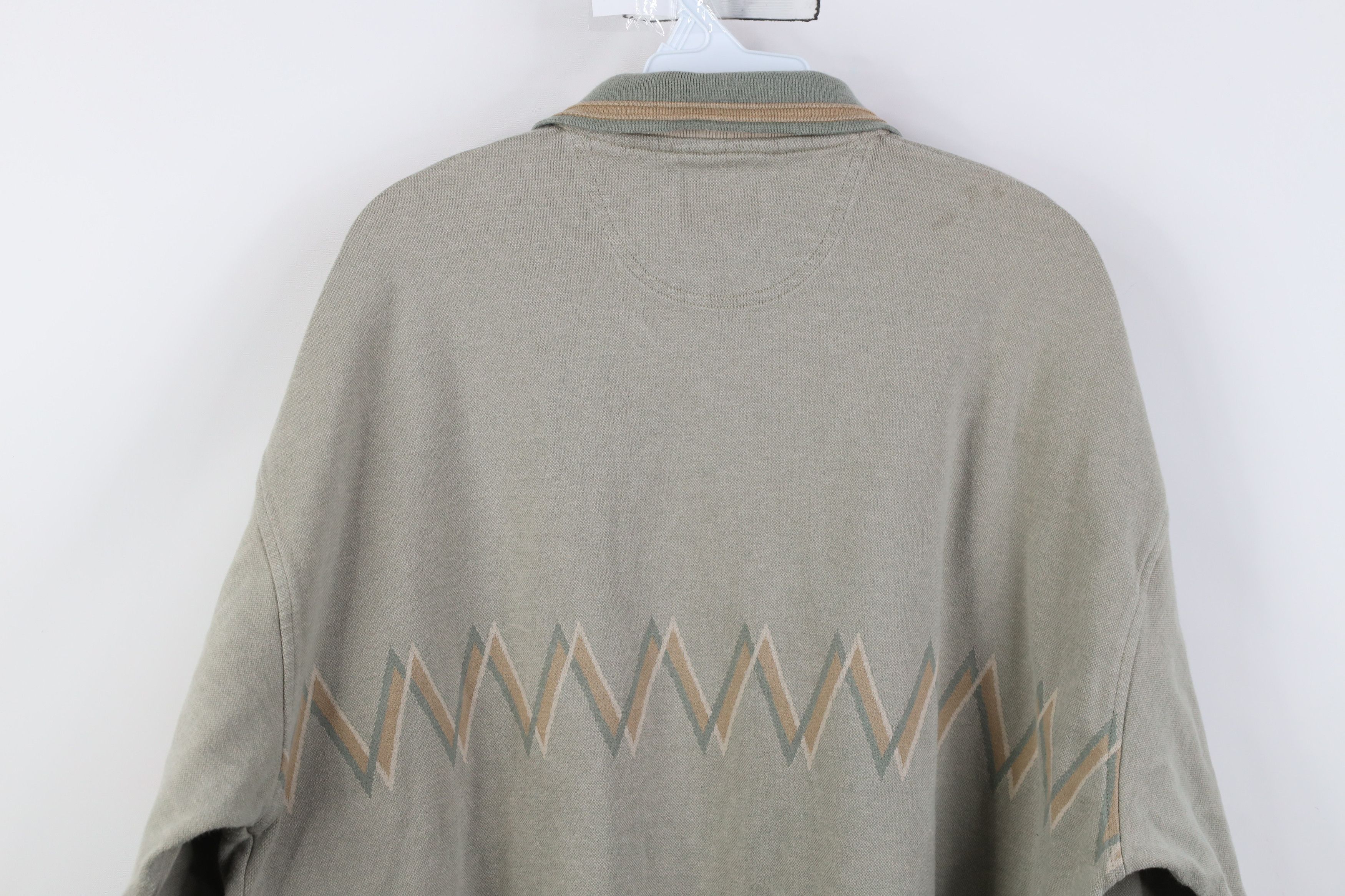 Vintage Vintage 90s Streetwear Zig Zag Heavy Long Sleeve Polo Shirt Size US XL / EU 56 / 4 - 13 Thumbnail