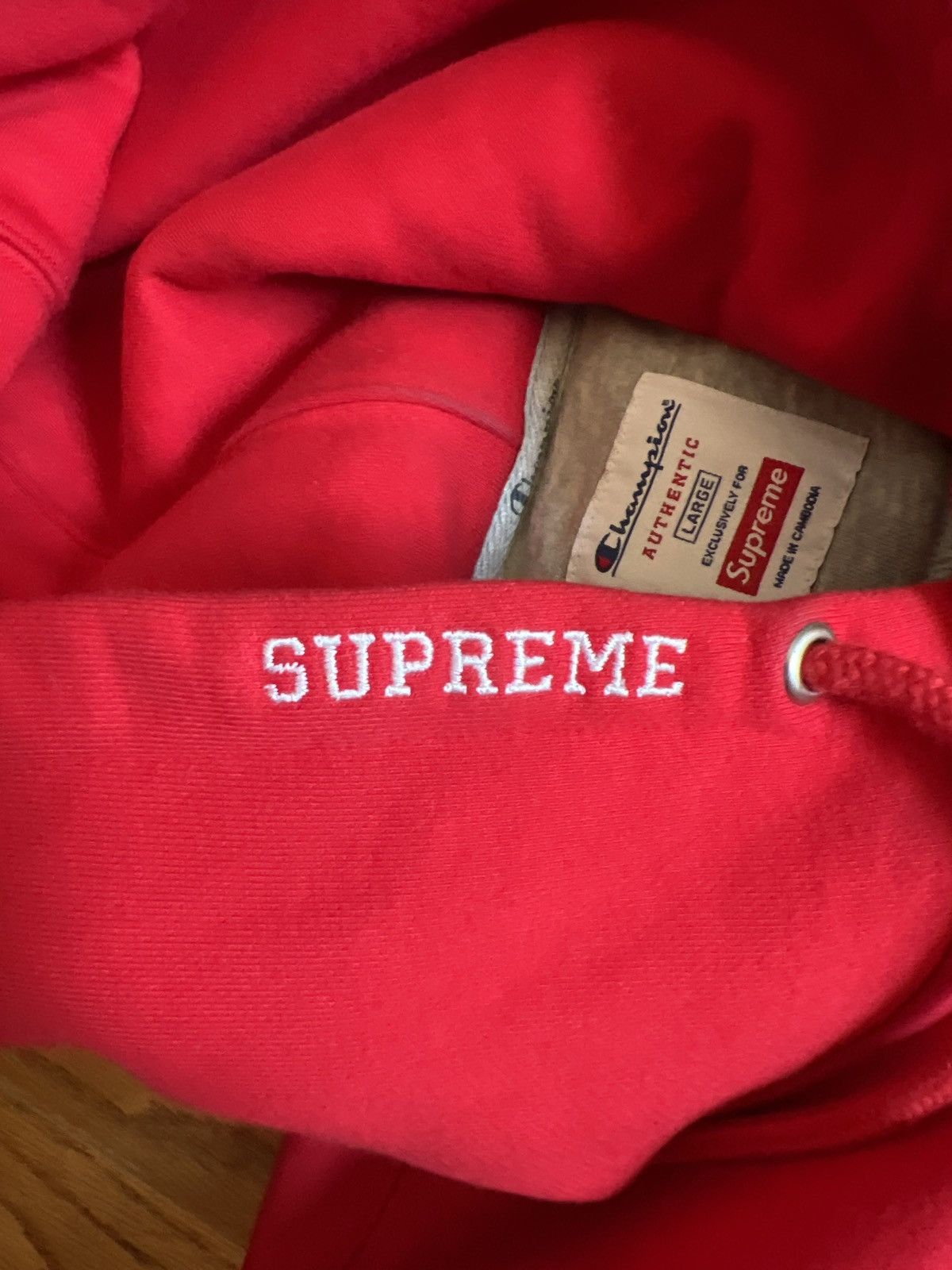 Champion × Supreme FW15 Supreme x Champion scripted hoodie Size US L / EU 52-54 / 3 - 3 Thumbnail