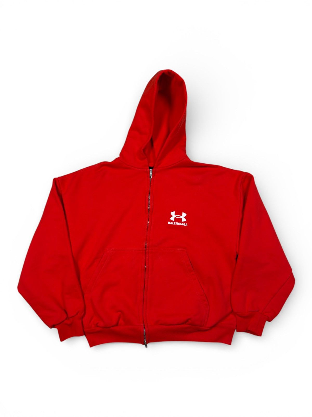 Balenciaga × Under Armour *RARE* BALENCIAGA DEMNA UNDER ARMOUR REGULAR FIT HOODIE RED Size US XXS / EU 40 - 22 Thumbnail