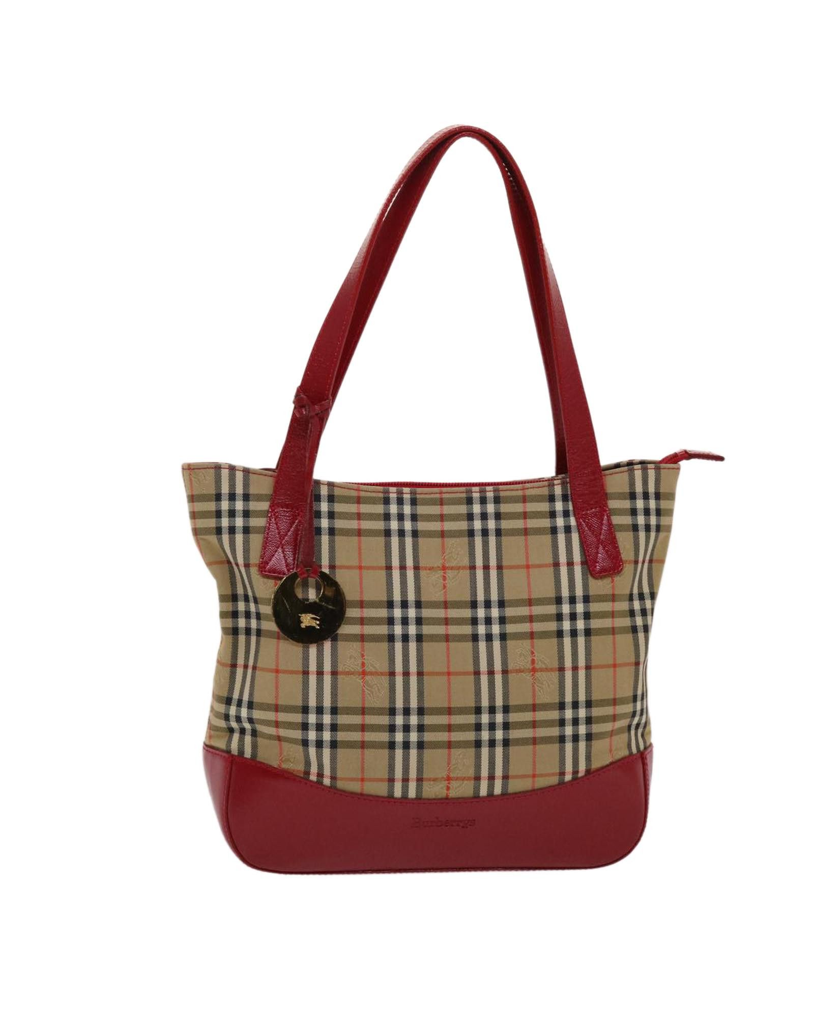image of Burberry Beige Canvas Shoulder Bag With Sophisticated Design, Women's