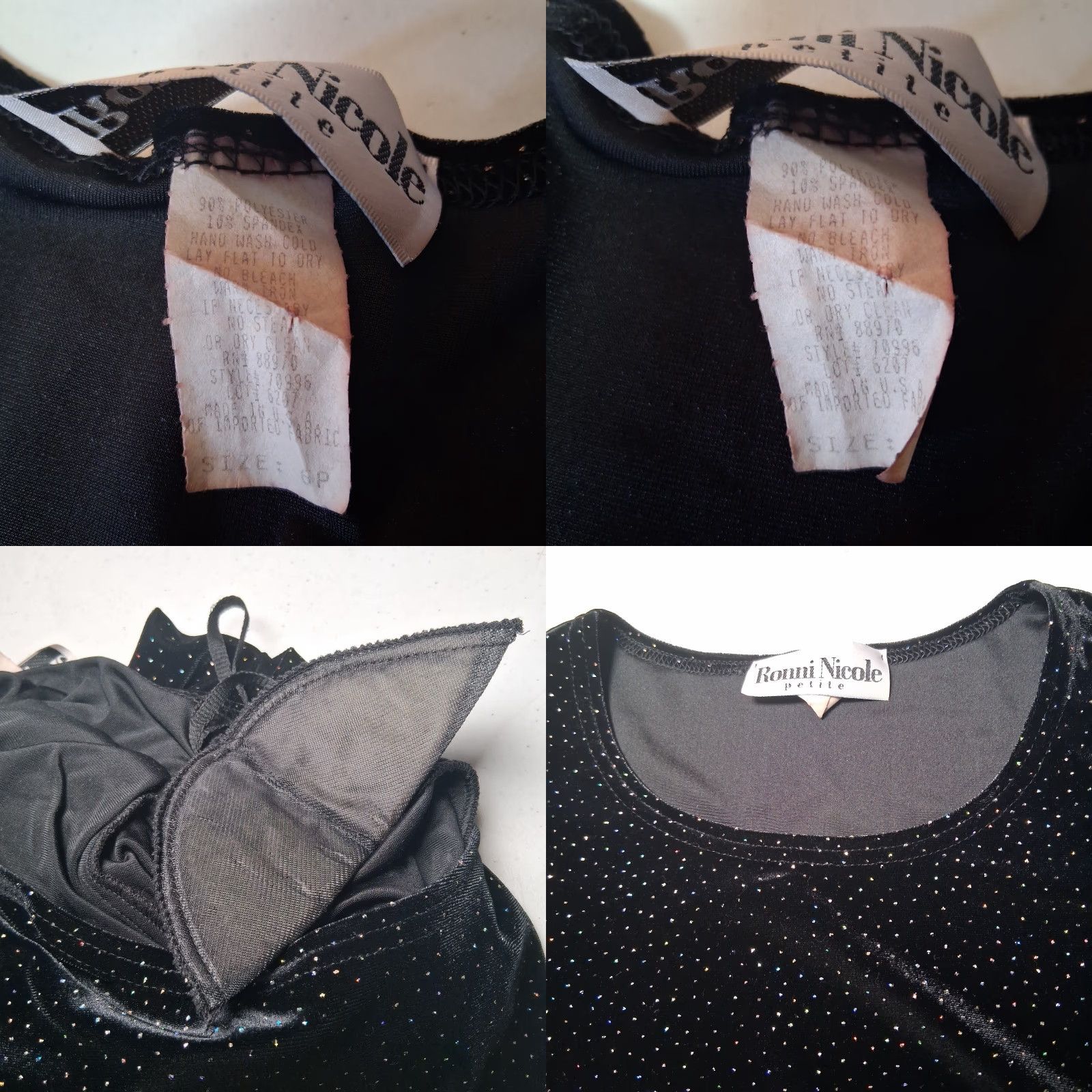 Velour VINTAGE Ronni Nicole Maxi Dress 6P Black Velour Rainbow Glitter Whimsical Size M / US 6-8 / IT 42-44 - 8 Thumbnail