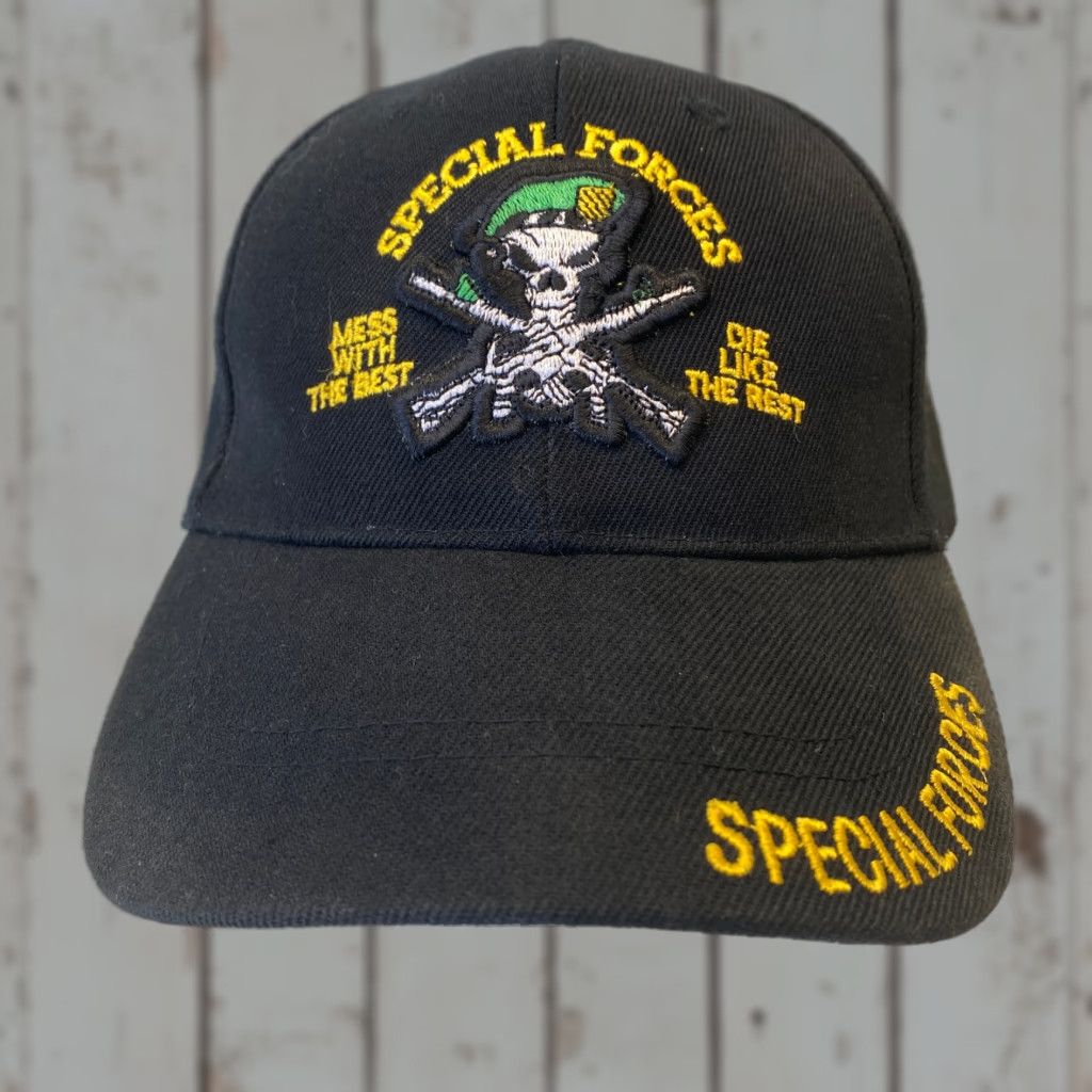 Vintage VINTAGE Elite Special Forces Hat Baseball Cap Men Adjustable Black 3D Skull Army USA 80s 90s Travel Casual Workwear Mens Size ONE SIZE - 1 Thumbnail