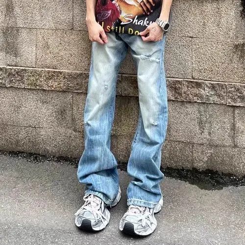 Jean Vintage washed ripped micro-flare jeans Size US 32 / EU 48 - 3 Thumbnail
