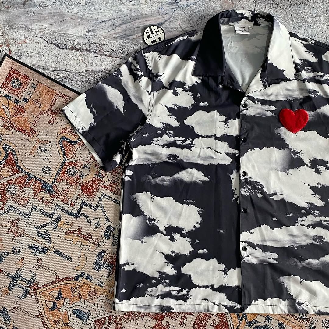 Japanese Brand RNCM PATTERN OPEN COLLAR SHIRT Size US XL / EU 56 / 4 - 4 Thumbnail