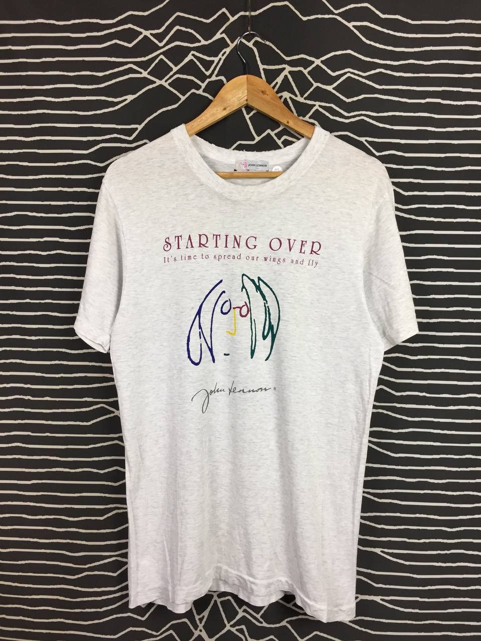 Band Tees Vtg John Lennon Starting Over Face Sketch Art Tee Size US M / EU 48-50 / 2 - 1 Thumbnail