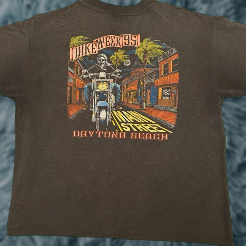 Vintage VINTAGE 90s Daytona Beach Florida Bike Week Main St Biker 1995 Shirt Mens Sz XL Black T-Shirt Size US XL / EU 56 / 4 - 1 Thumbnail