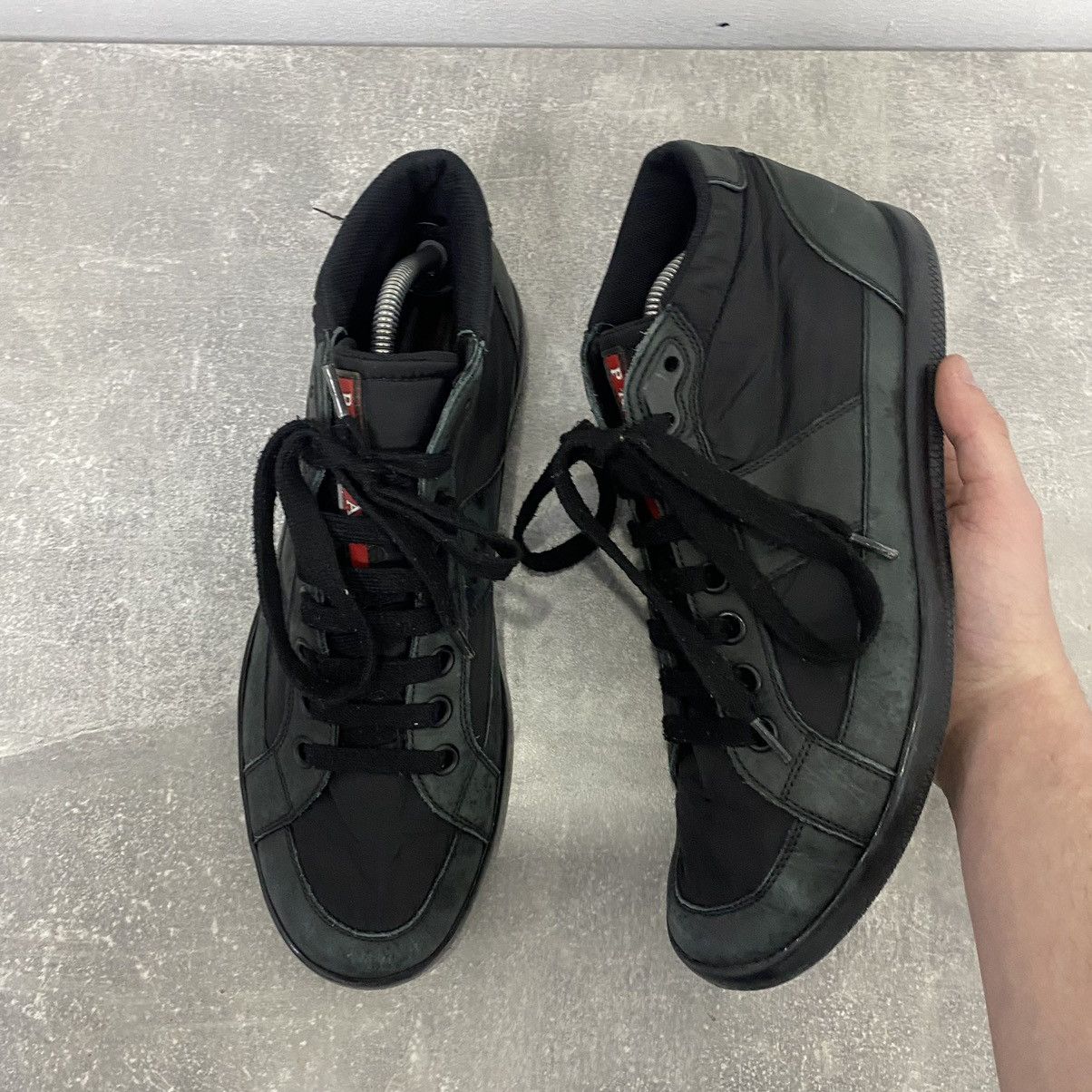 Prada Prada Leather Sneakers High Top Luxury Size US 8 / EU 41 - 2 Thumbnail