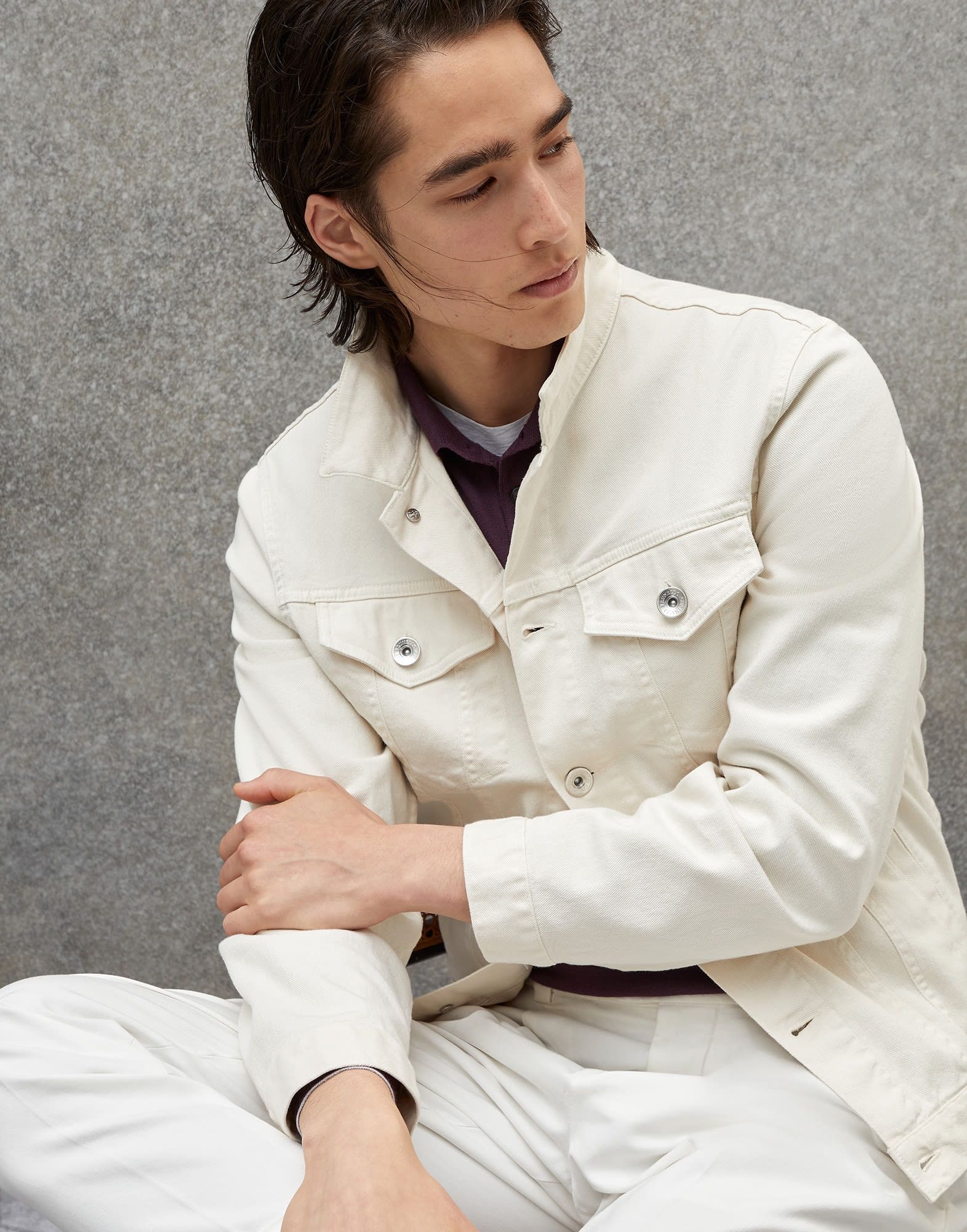 Brunello Cucinelli o1w1db10225 Denim Jacket in White Size US S / EU 44-46 / 1 - 4 Thumbnail