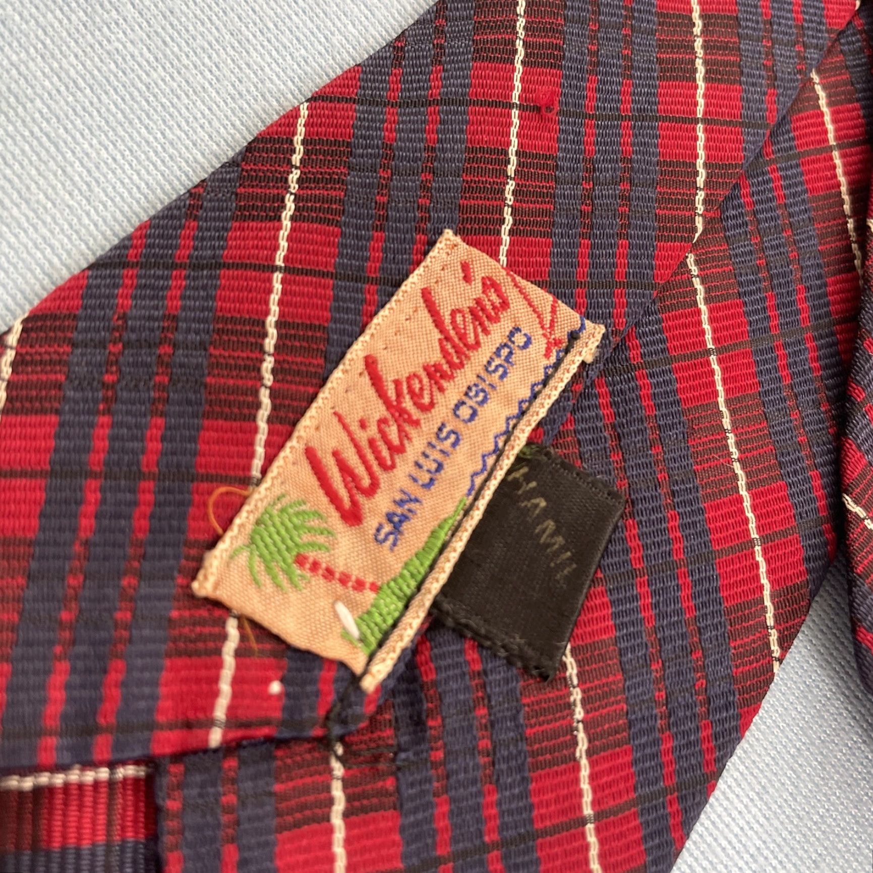 Vintage vtg Wickenden's SLO Hamil Neck Tie Polyester Woven Texture Red Plaid 3x54 Capsule Necktie Masculine Men’s Tie Vintage Size ONE SIZE - 7 Thumbnail
